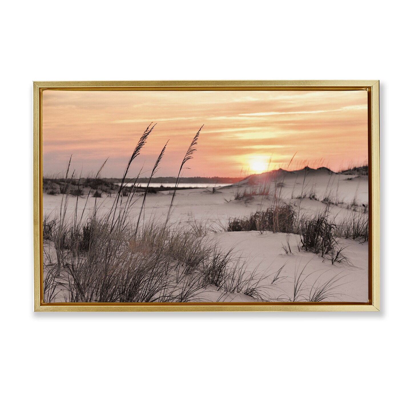 Stupell Industries Peachy Seashore Sunset Floating Frame, design by Mike Jones