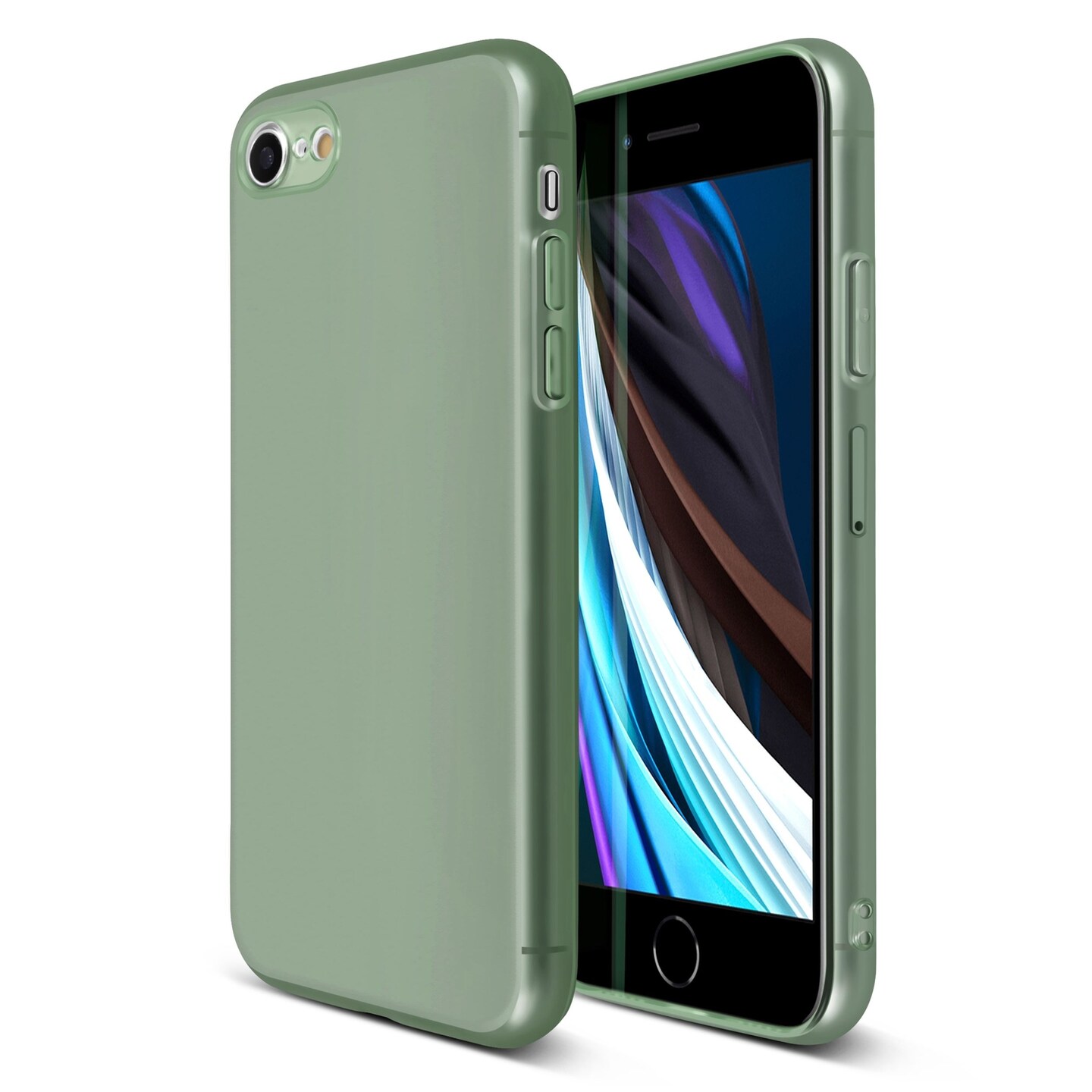 Translucent Matte Case For iPhone SE 2020 (2nd Gen), Semi-Transparent Smooth Touch Soft TPU Thin Cover Green, by Insten