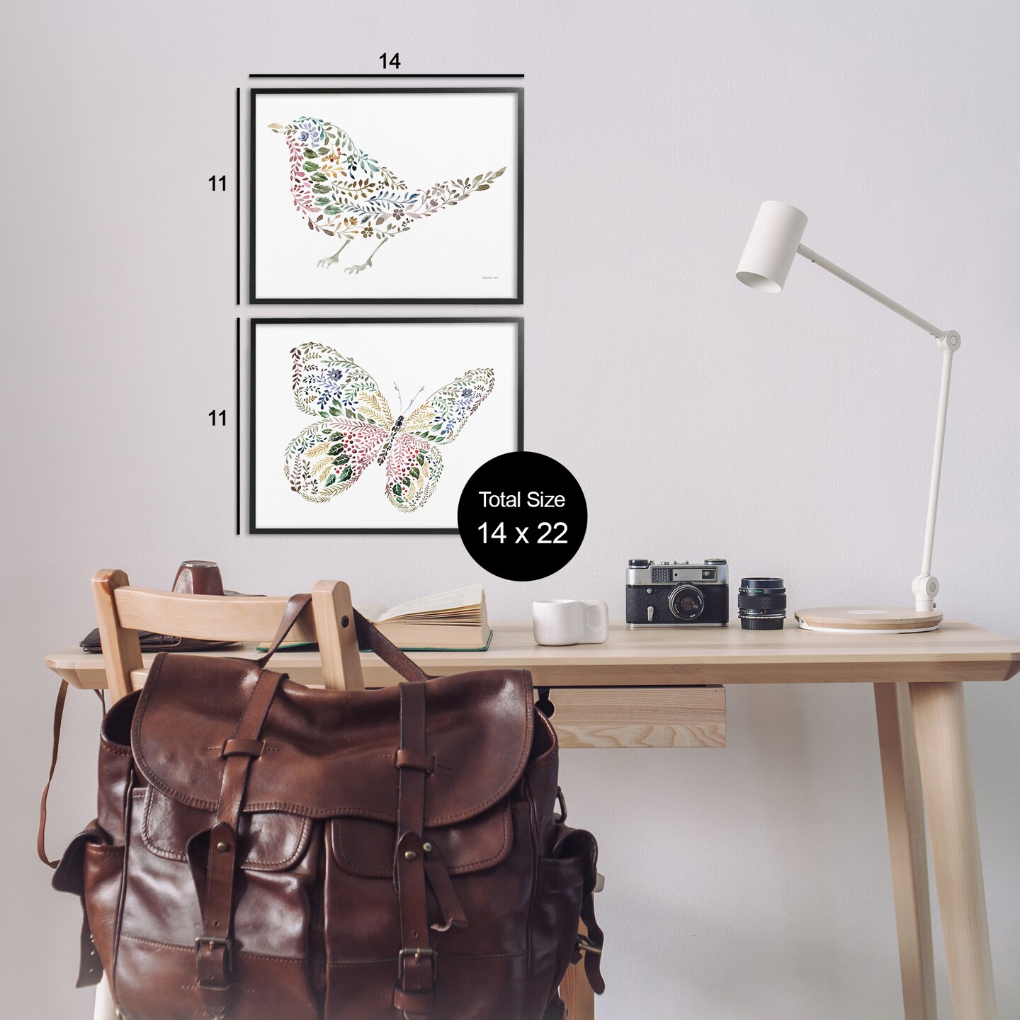 Stupell Industries Bird & Butterfly From Nature 2pc Framed Giclee Wall Art Set Design by Danhui Nai