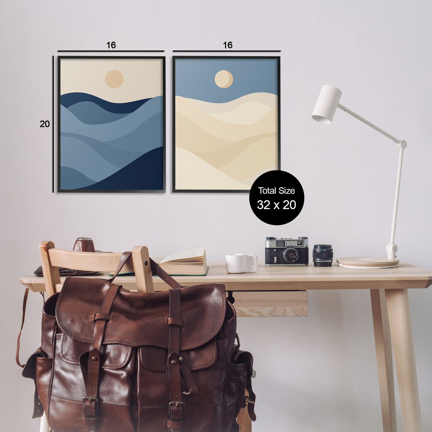 Stupell Industries Boho Waves & Dunes 2pc Framed Giclee Wall Art Set Design by Daphne Polselli