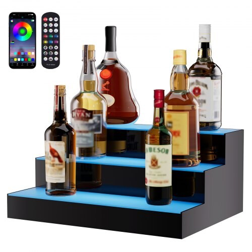 Acrylic LED Liquor Bottle Shelf with Remote App Control, Multi-Color Lights