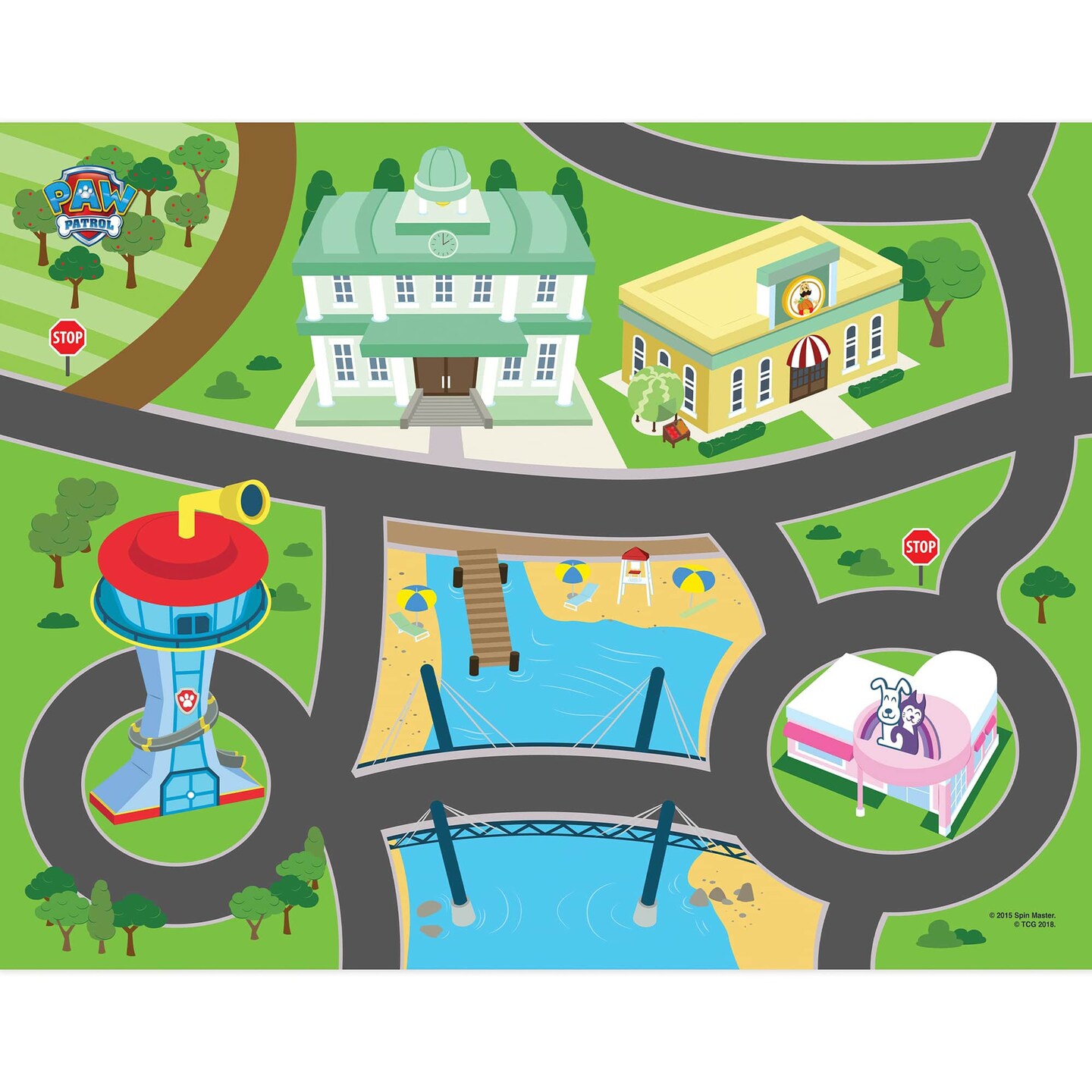Imaginmat: Deluxe - Paw Patrol - Floor Playmat &#x26; Toy Car, 30.5 x 20.5&#x22;, Character Vehicle &#x26; Road Accessories, Durable EVA Foam Mat, Licensed, Kids 3+