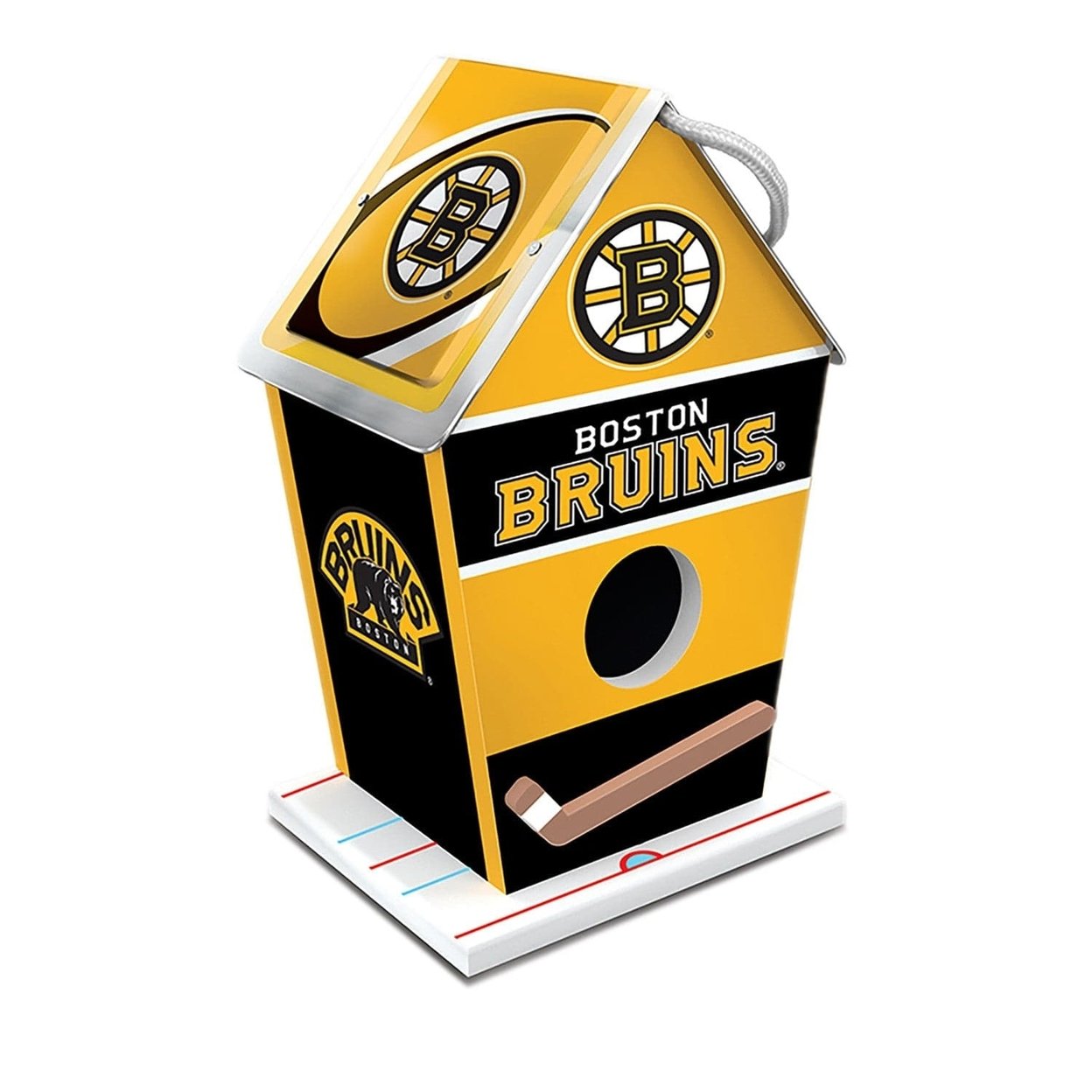 Boston Bruins Birdhouse Wood Waterproof With Rolled Tin Roof Easy Clean Door