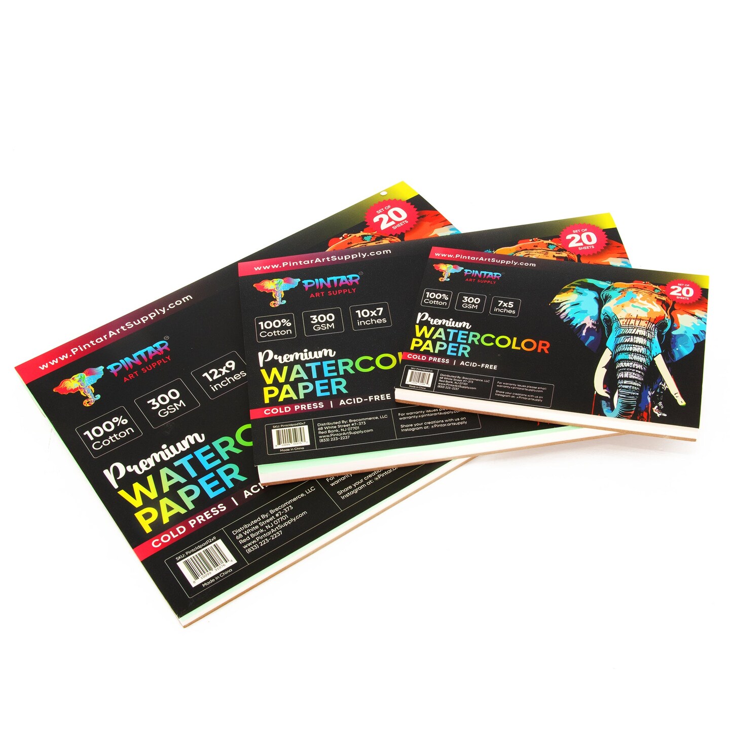 Pintar Watercolor Paper Block, 100% Cotton, 140lb/300gsm, Rough Grain, 20 Sheets, 12&#x201D;x9&#x22; Paper Pad | Watercolor Book for&#xA0; Gouache, Oil and Drawing - Water Color Paper Pad for Painting &#x26; Sketching