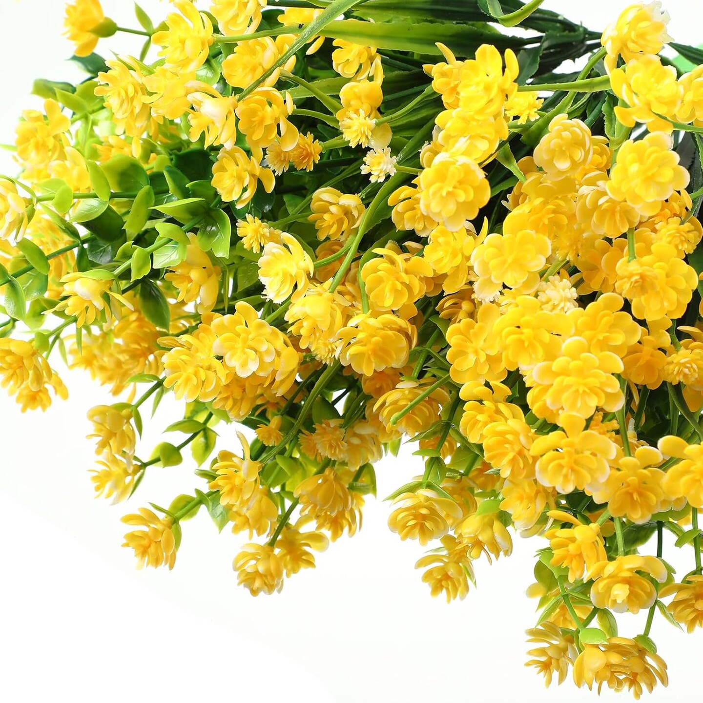 12 Bundles Artificial Flowers Outdoor (Yellow) 13.78"D x 3.86"W x 3.74"H