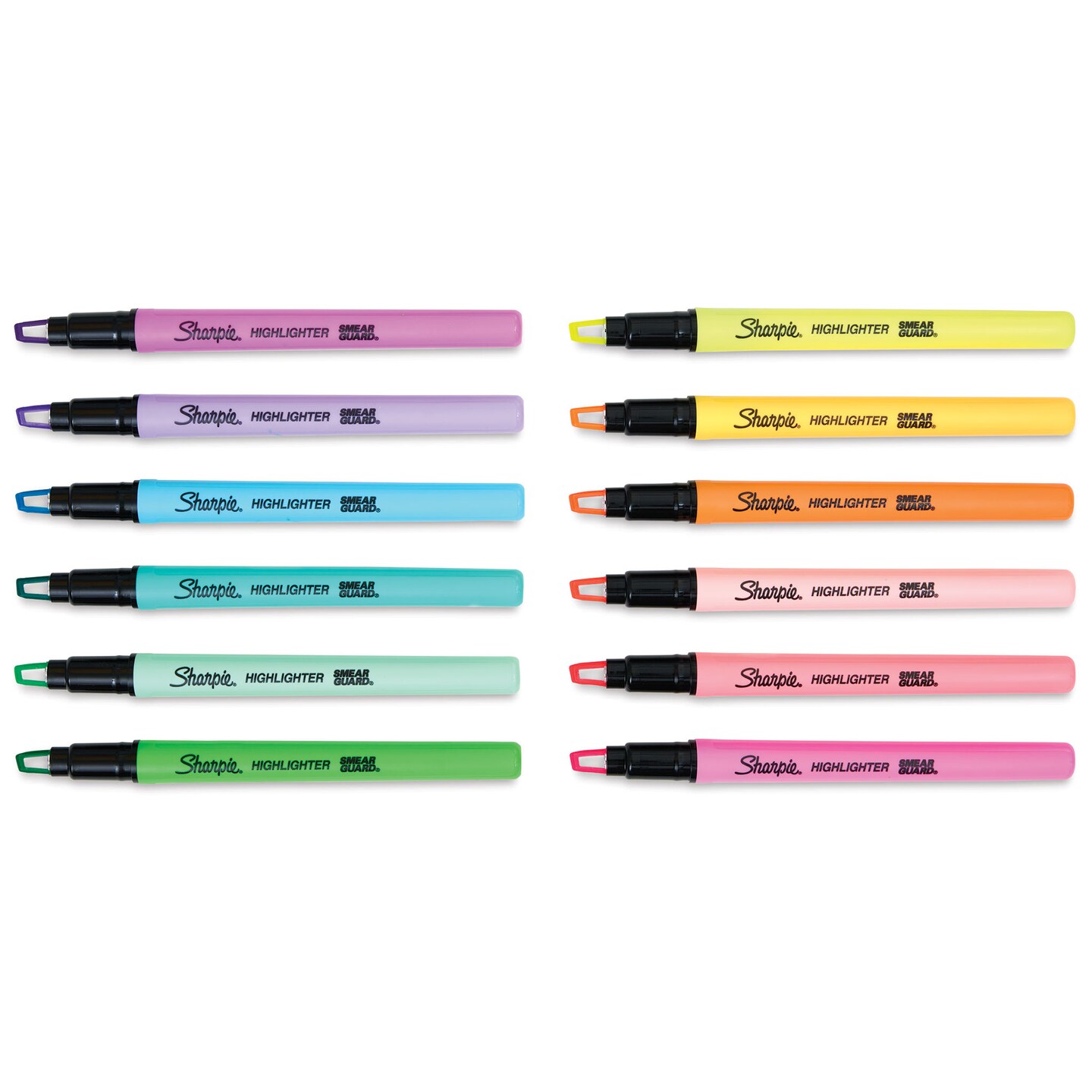 Sharpie Clear View Highlighters - Set of 12, Assorted Colors, Stick Style