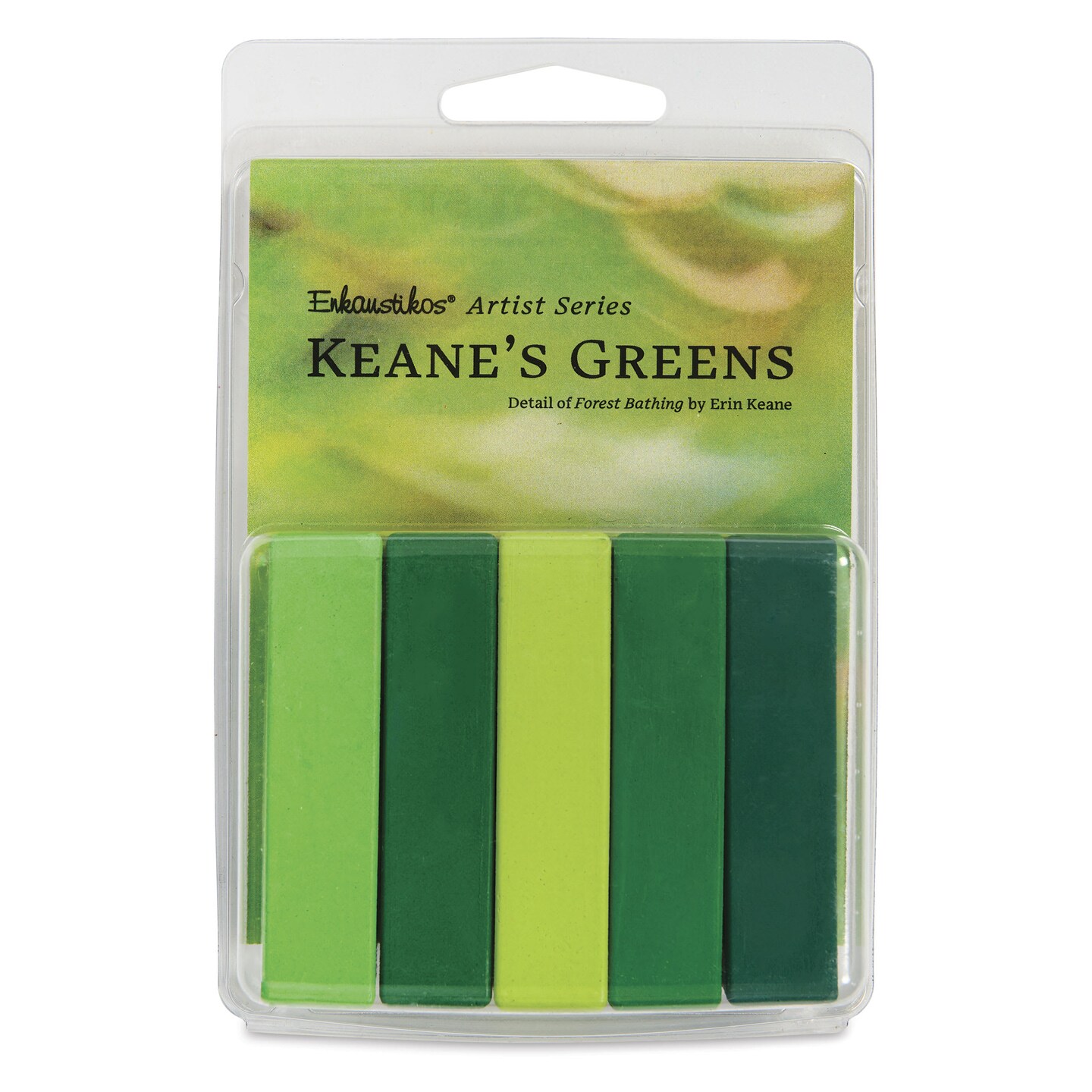 Enkaustikos Hot Sticks Encaustic Paints - Set of 5, Keane's Greens, 13 ml