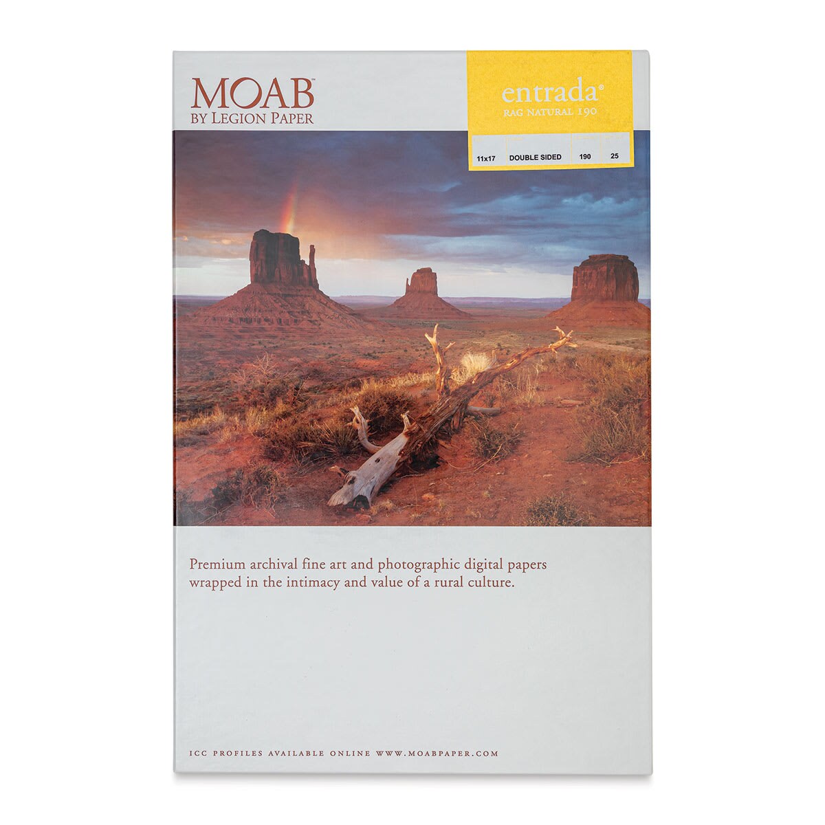 Legion Moab Entrada Digital Rag Paper - 11" x 17", Natural, 190 gsm, Pkg of 25