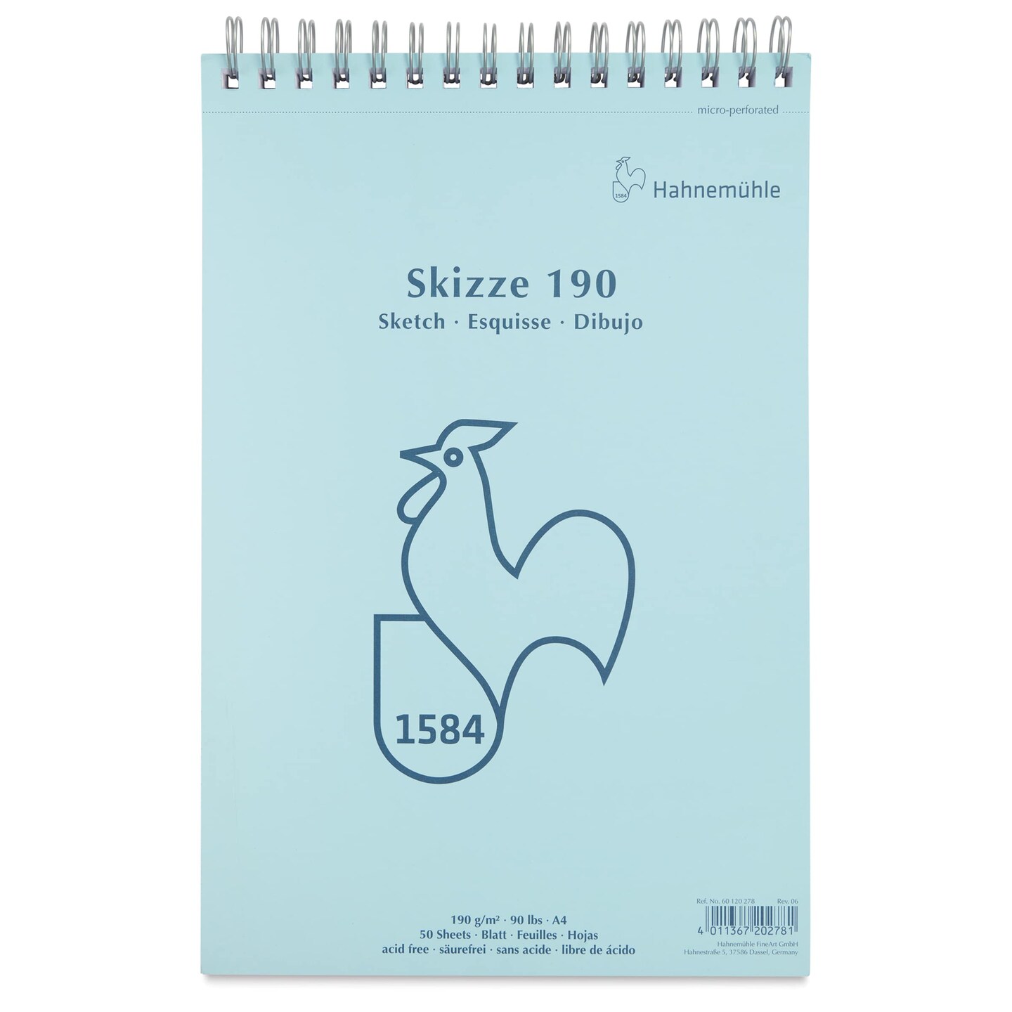 Hahnemühle Skizze Spiral-Bound Sketch Pad - 8.27" x 11.69", 50 Sheets, 190 gsm
