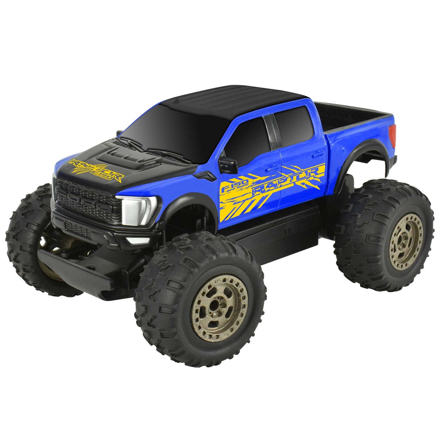 Taiyo: Ford Raptor RC - Blue &#x26; Yellow - 1:22 Scale Truck, 2.4GHz Remote Controlled Vehicle, Controller, Off Road Design, Battery Operated, Licensed