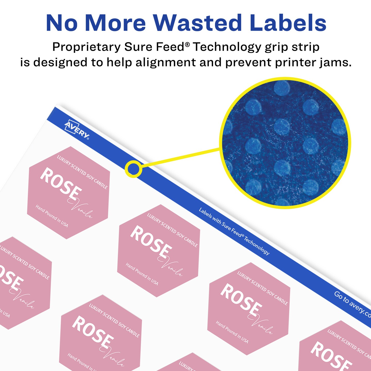 Avery Durable Waterproof Hexagon Labels with Sure Feed, 1-1/2&#x22; x 1-47/54&#x22;