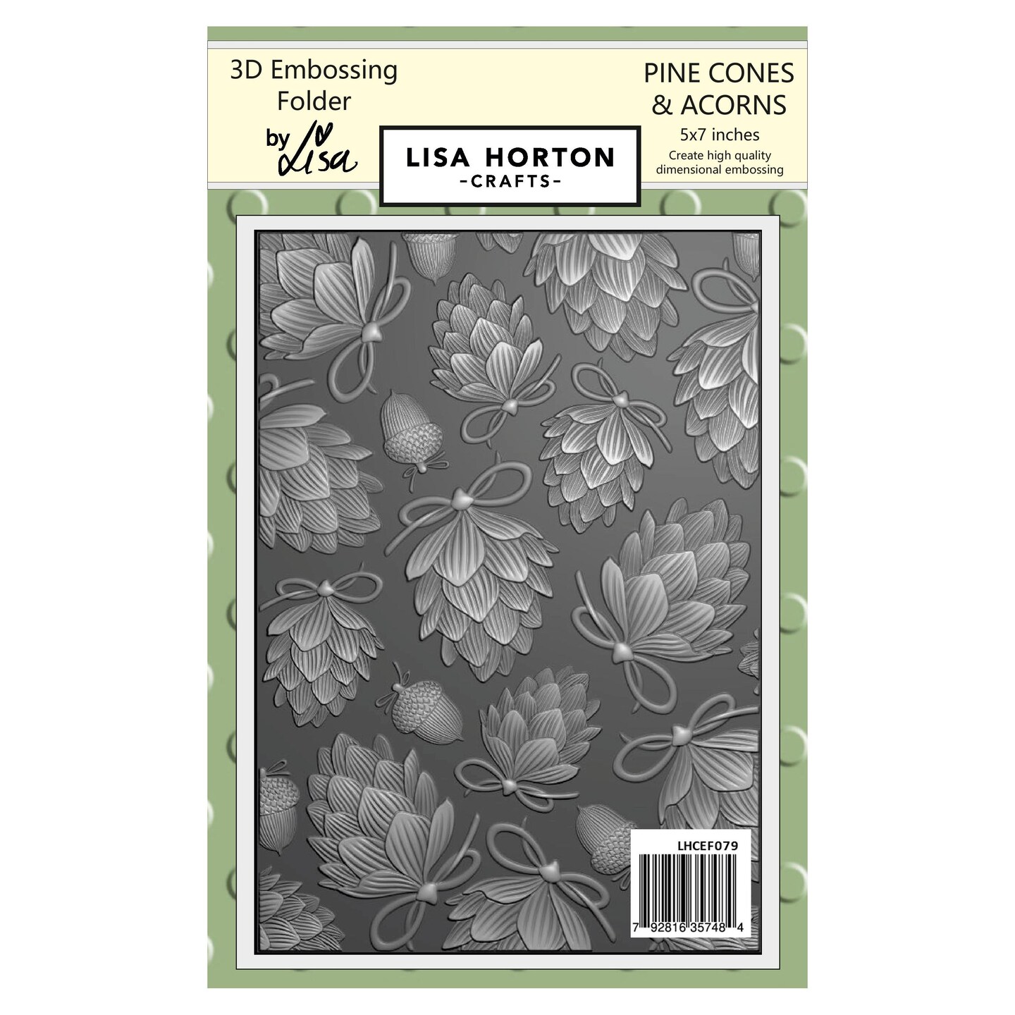Lisa Horton Crafts Embossing Folder 5"X7"-Pine Cones And Acorns