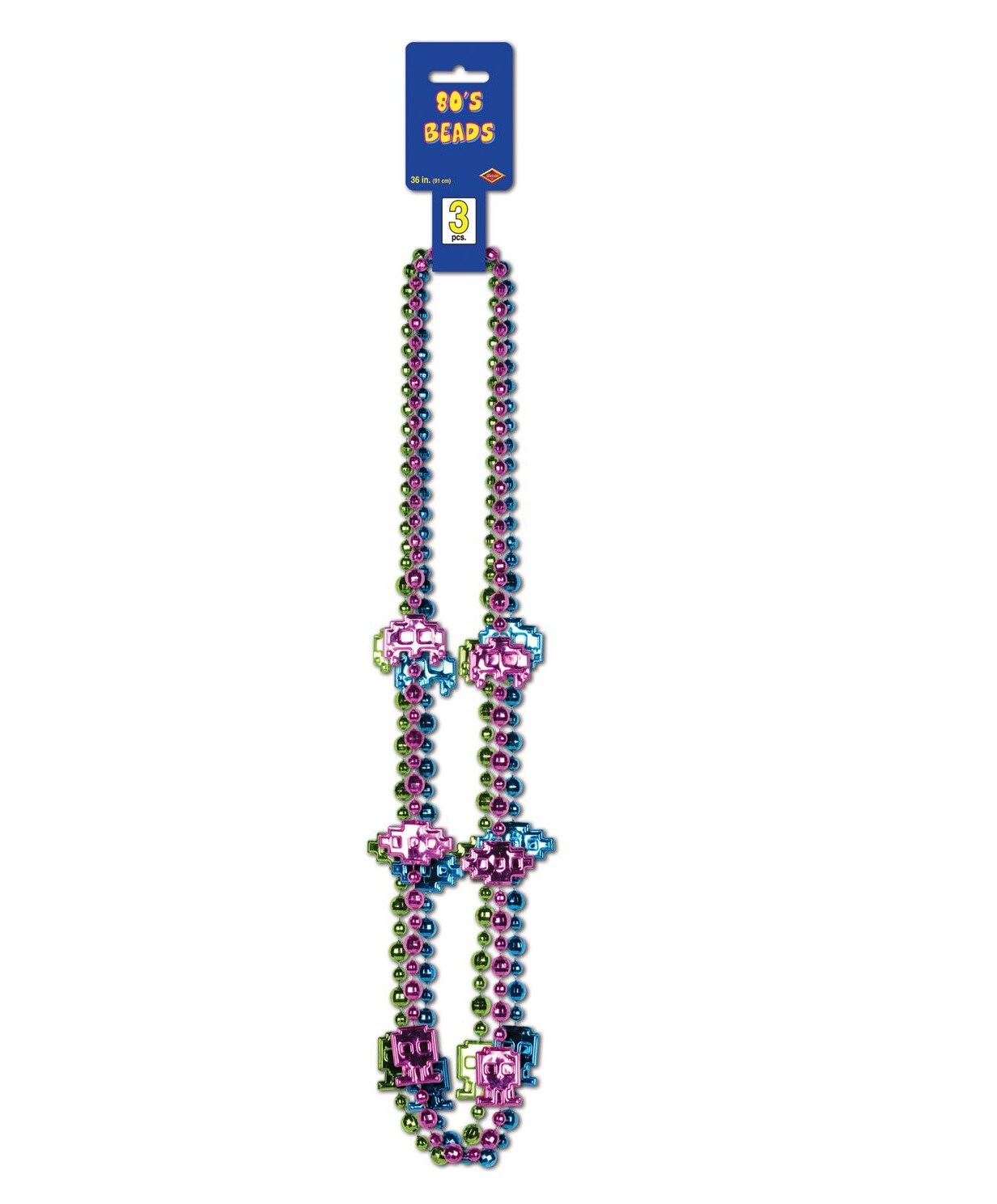 Party Central Club Pack of 36 Purple 80&#x27;s Themed Beaded Party Necklaces 36&#x22;