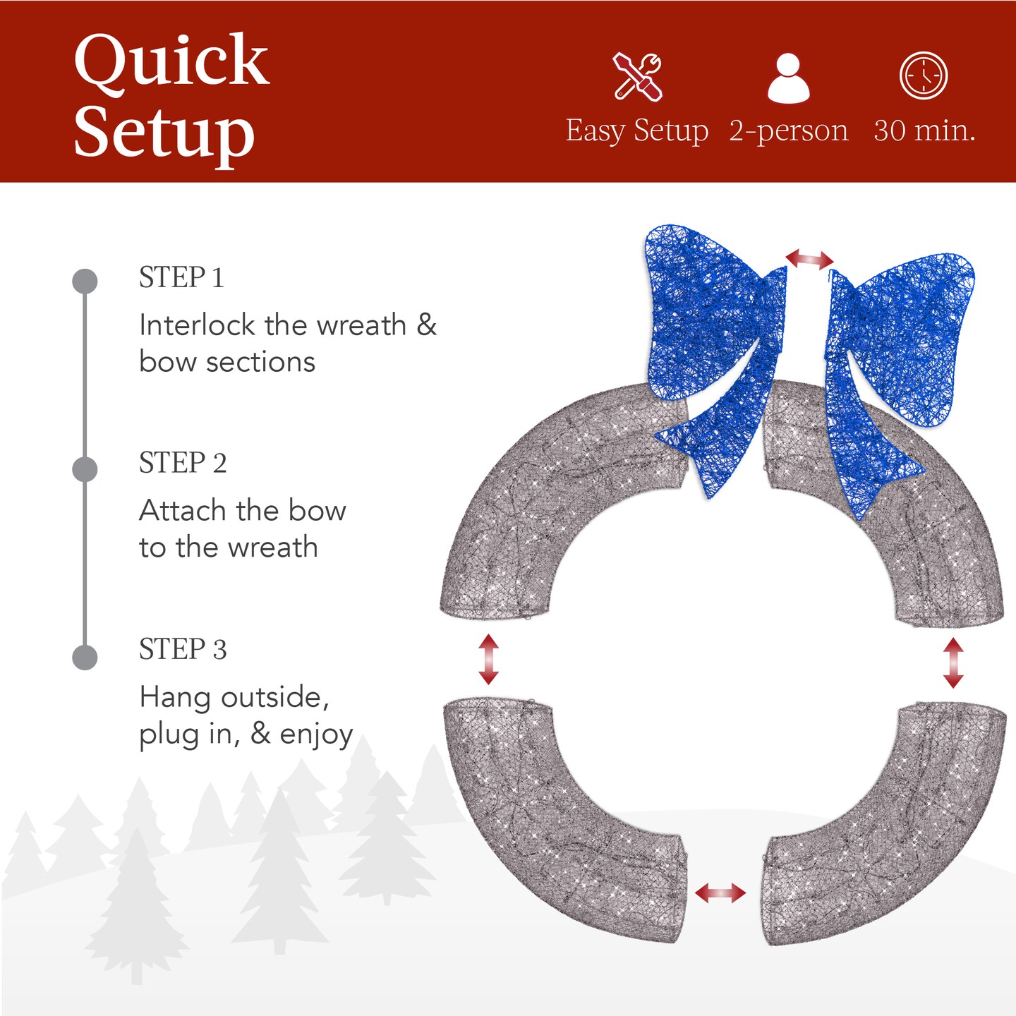 Best Choice Products 60in Pre-Lit Outdoor Christmas Wreath, LED Metal Holiday D&#xE9;cor w/ 206 Lights, Bow