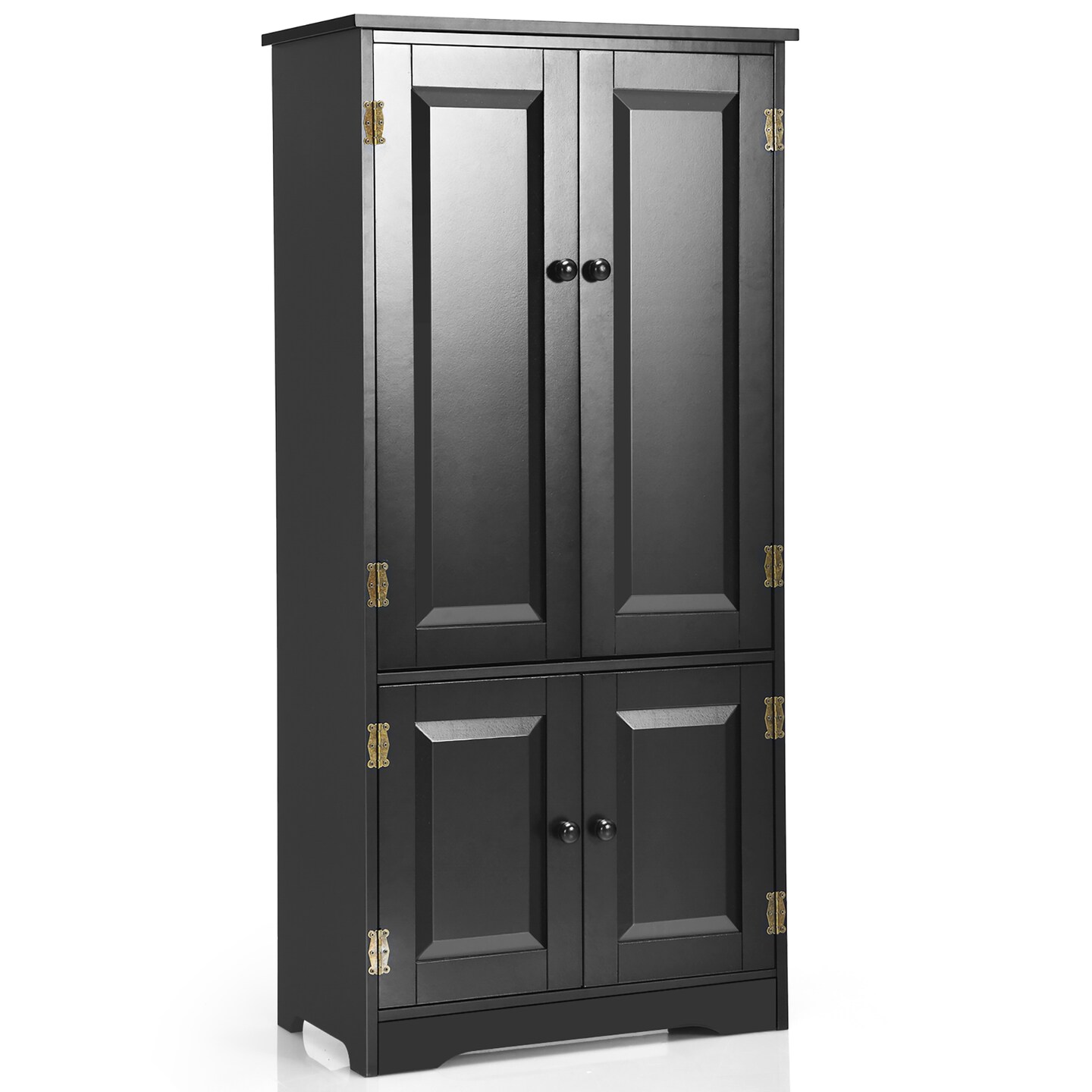Costway Accent Floor Storage Cabinet W/ Adjustable Shelves Antique 2-Door