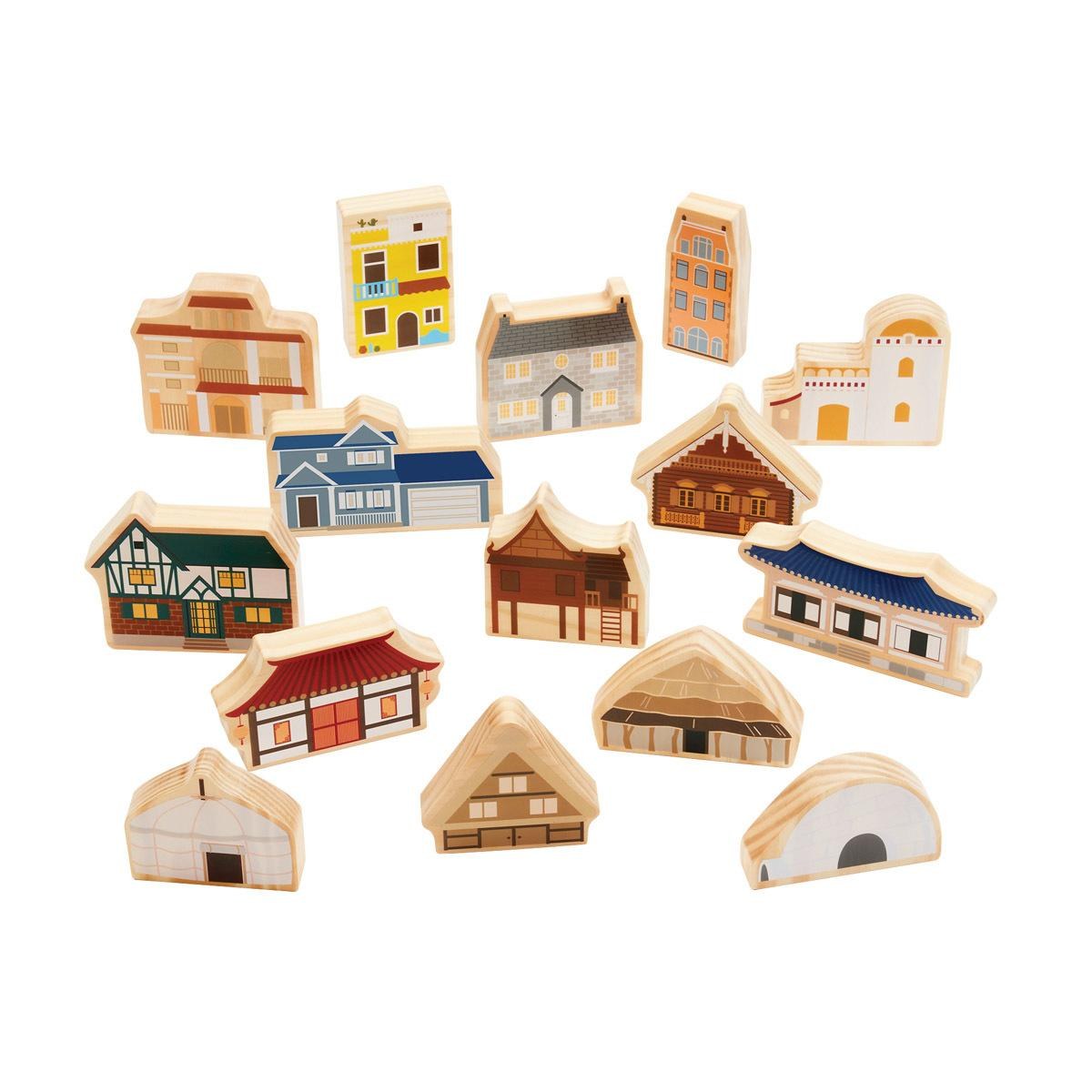 Kaplan Early Learning Company Traditional International Homes Set - 15 Pieces