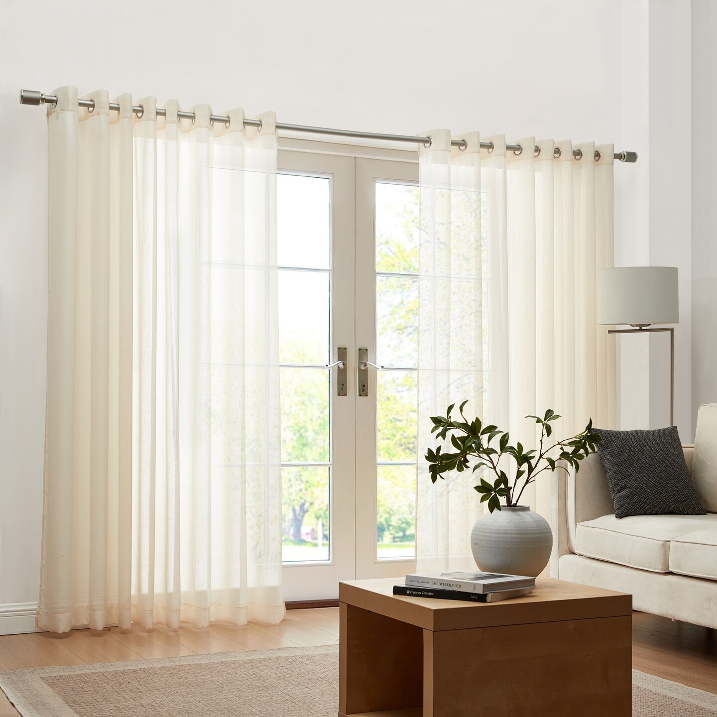 Threadmade Home Carmen Sheer Extra Wide Indoor/Outdoor Sheer Window Curtain, Ivory - 114"W x 84"L