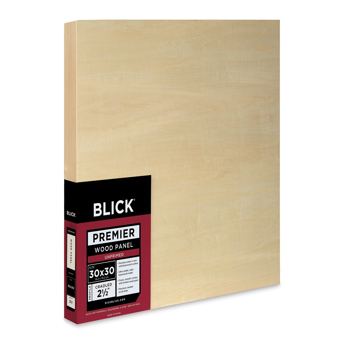 Blick Premier Wood Panel - 30" x 30", 2-1/2" Extra Deep Profile, Cradled