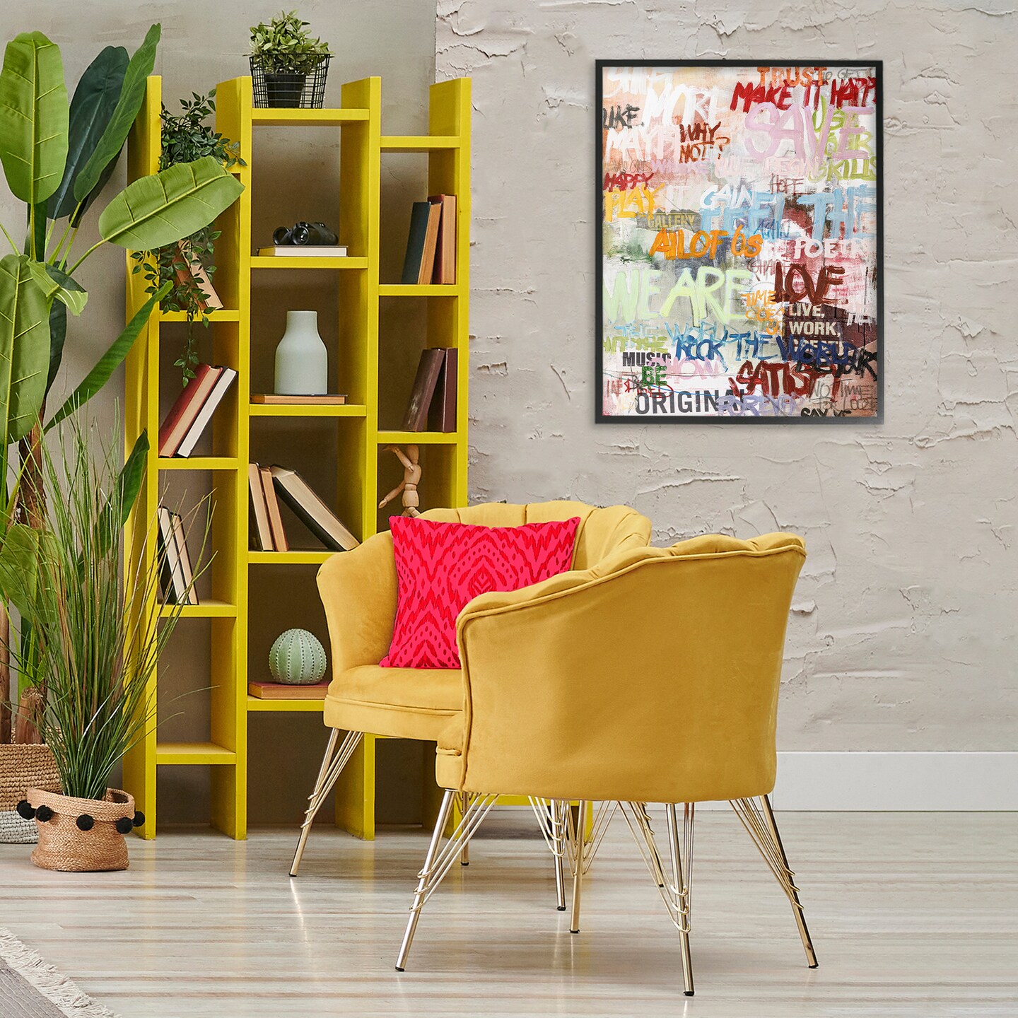 Stupell Industries Modern Graffiti Phrases Framed Giclee Wall Art Design by Design Fabrikken