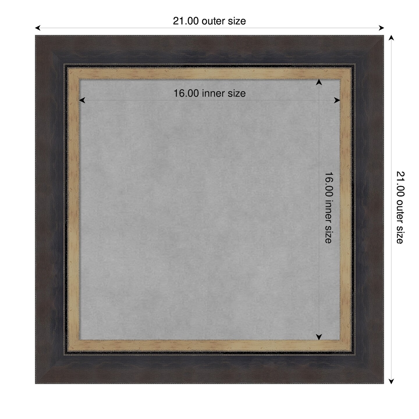 Hammered Charcoal Tan Wood Framed Magnetic Board