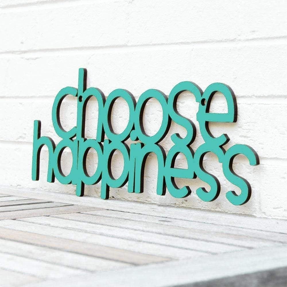 Spunky Fluff Choose Happiness Inspirational Wood Decorative Wall Art 15 Colors