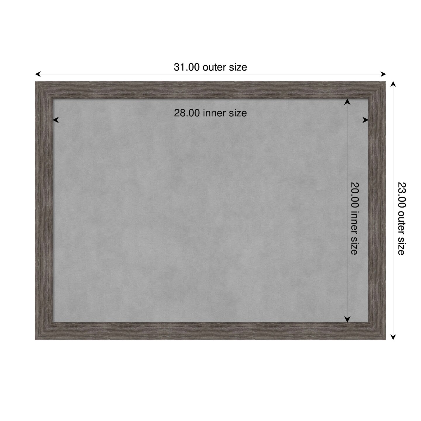 Pinstripe Lead Grey Wood Framed Magnetic Board