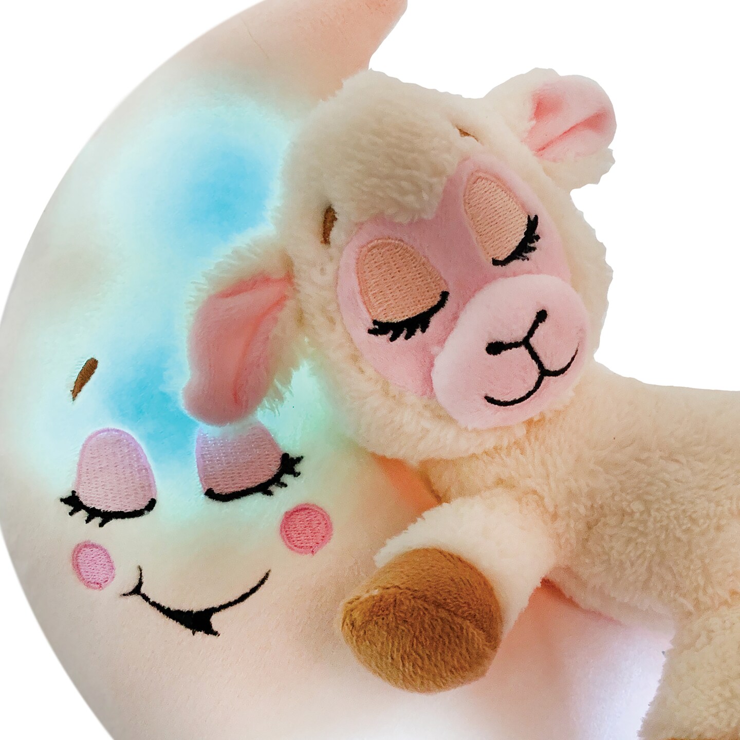 Happpy Nappers: Lullabrites Moon Pet - Lamb - Cream &#x26; Pink -Light &#x26; Sound Plush, Sleeping Animal, Plays Lullabies, Color Changing, Day-Night Toy, Kids