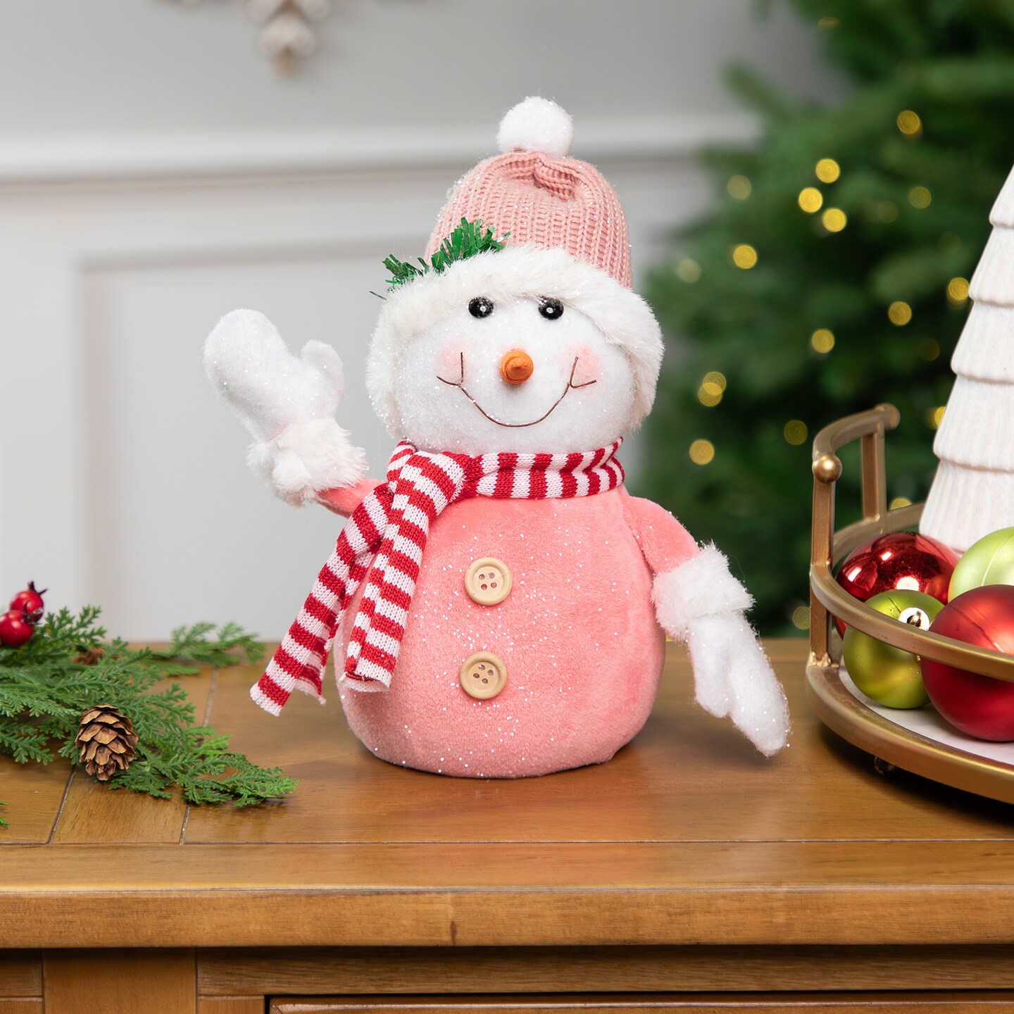 Northlight Glittered Snowman with Knitted Hat Christmas Figurine - 8.5"