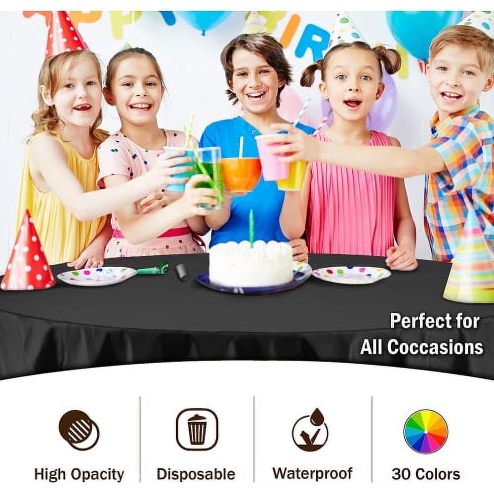 Exquisite Disposable Round Plastic Tablecloths – 12 Pack 84" Disposable Table Cloths – Indoor/Outdoor Party Tablecloth – Round Plastic Table Cover for Events & Party Supplies