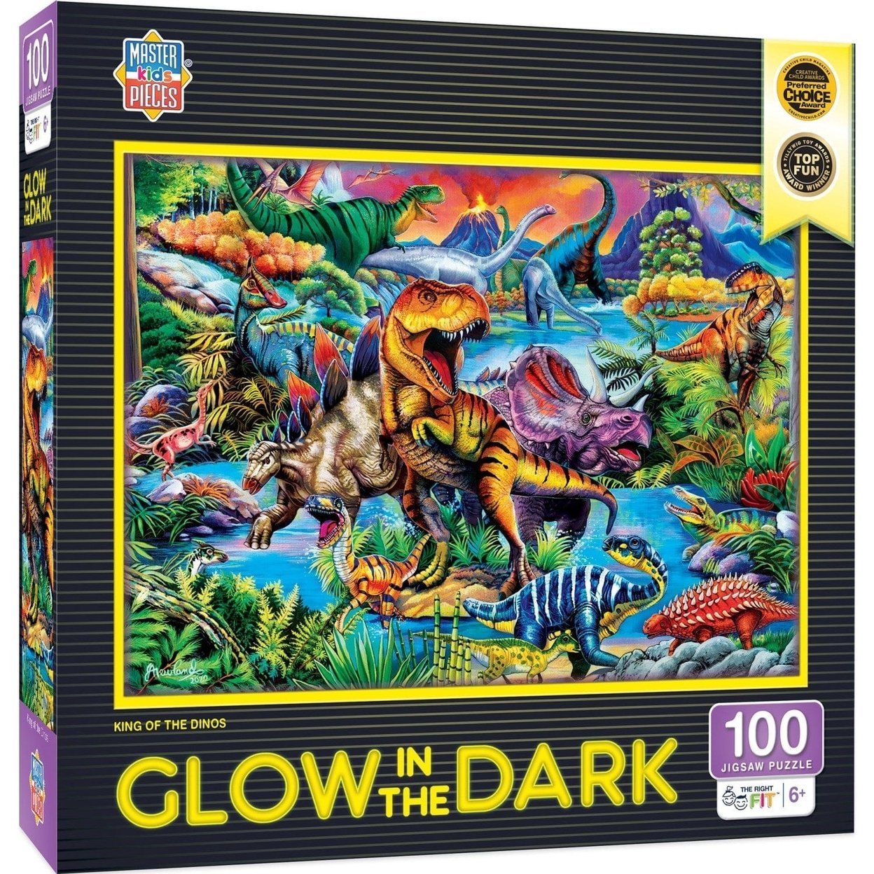 Glow In The Dark Dinosaur Puzzle 100 Pieces Eco-Friendly Kids Fun Games