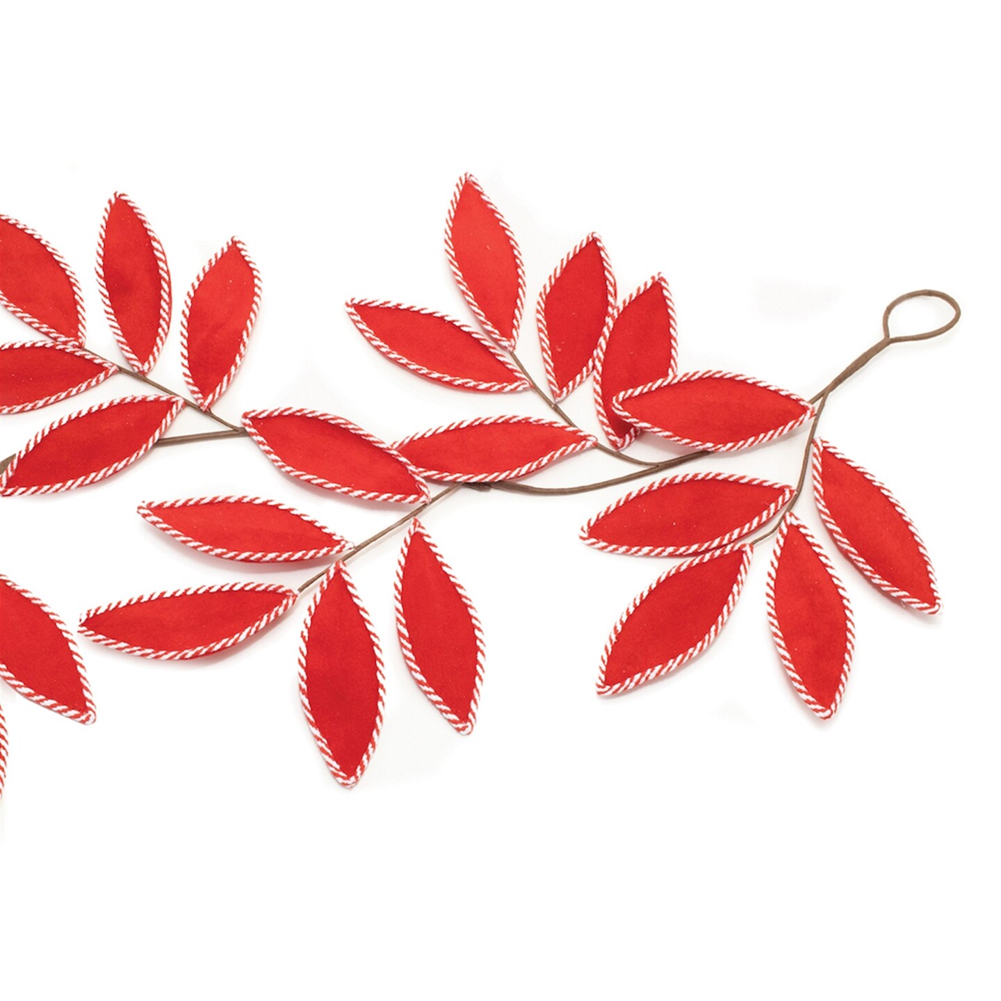 Melrose Striped Border Leaf Christmas Garlands - 4&#x27; - Set of 2
