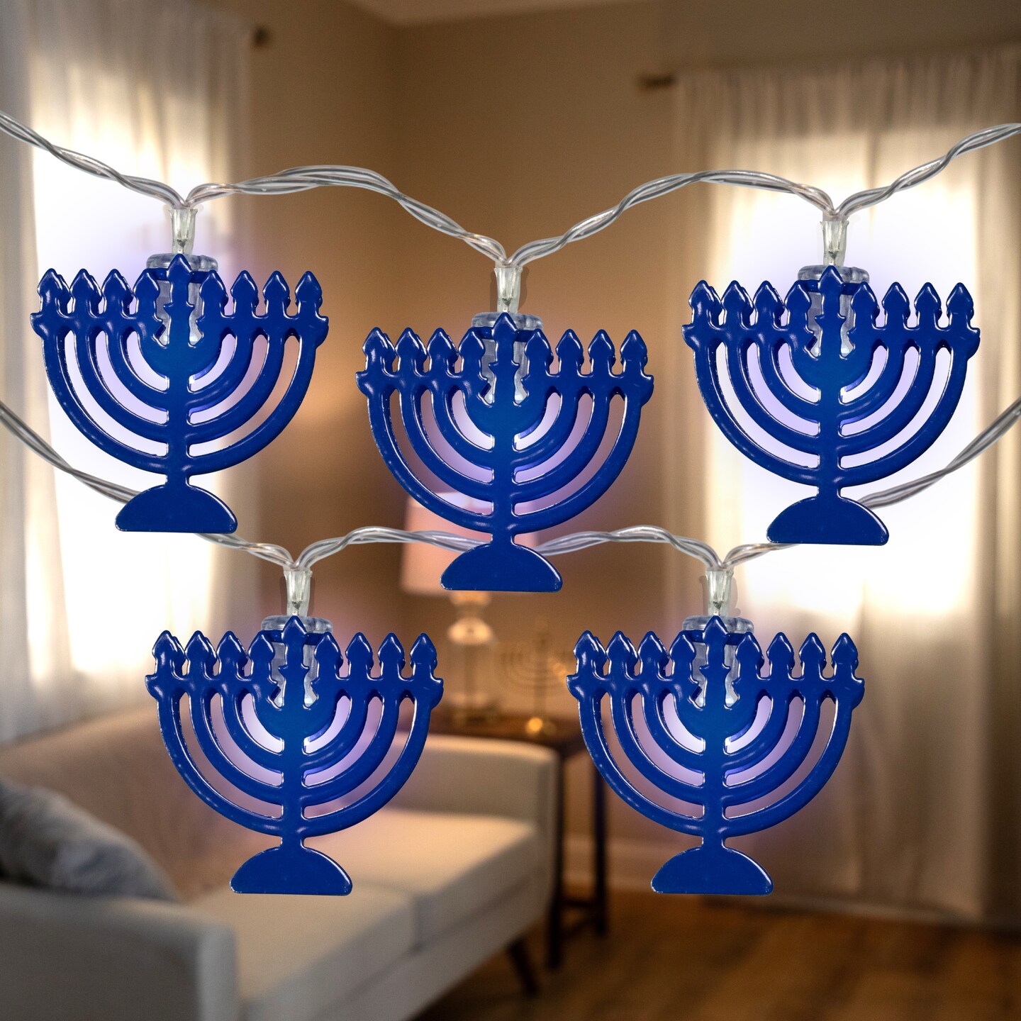 Northlight Menorah Hanukkah Light Set - Clear LED - 5&#x27; Clear Wire - 10ct