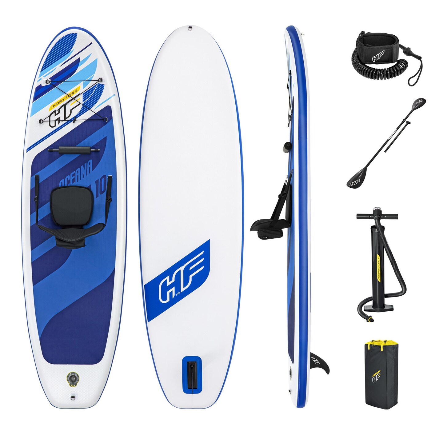 Hydro-Force Oceana Inflatable Convertible Stand-Up Paddleboard Set - Easily Converts to Kayak! (10’ in length)