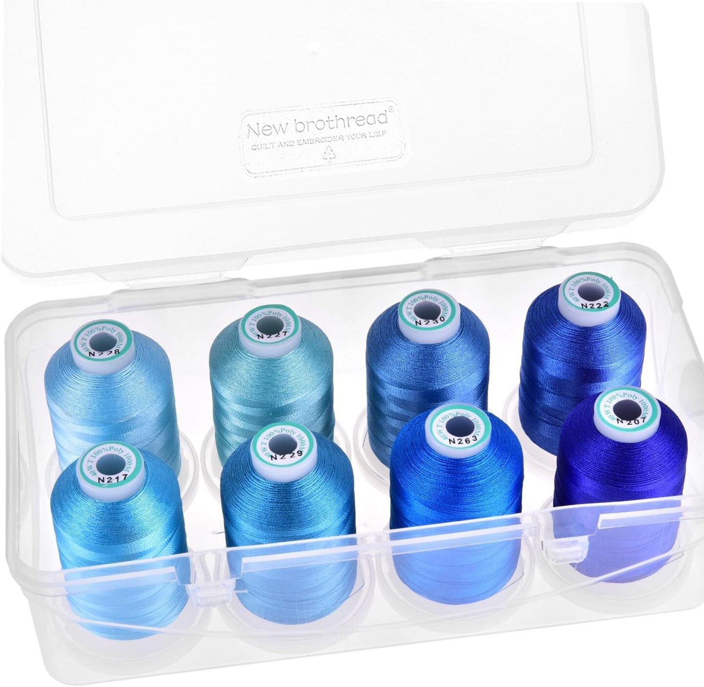 - 20 Options - 8 Snap Spools of 1000M Each Polyester Embroidery Machine Thread with Clear Plastic Storage Box for Embroidery & Quilting - Variegated Color1