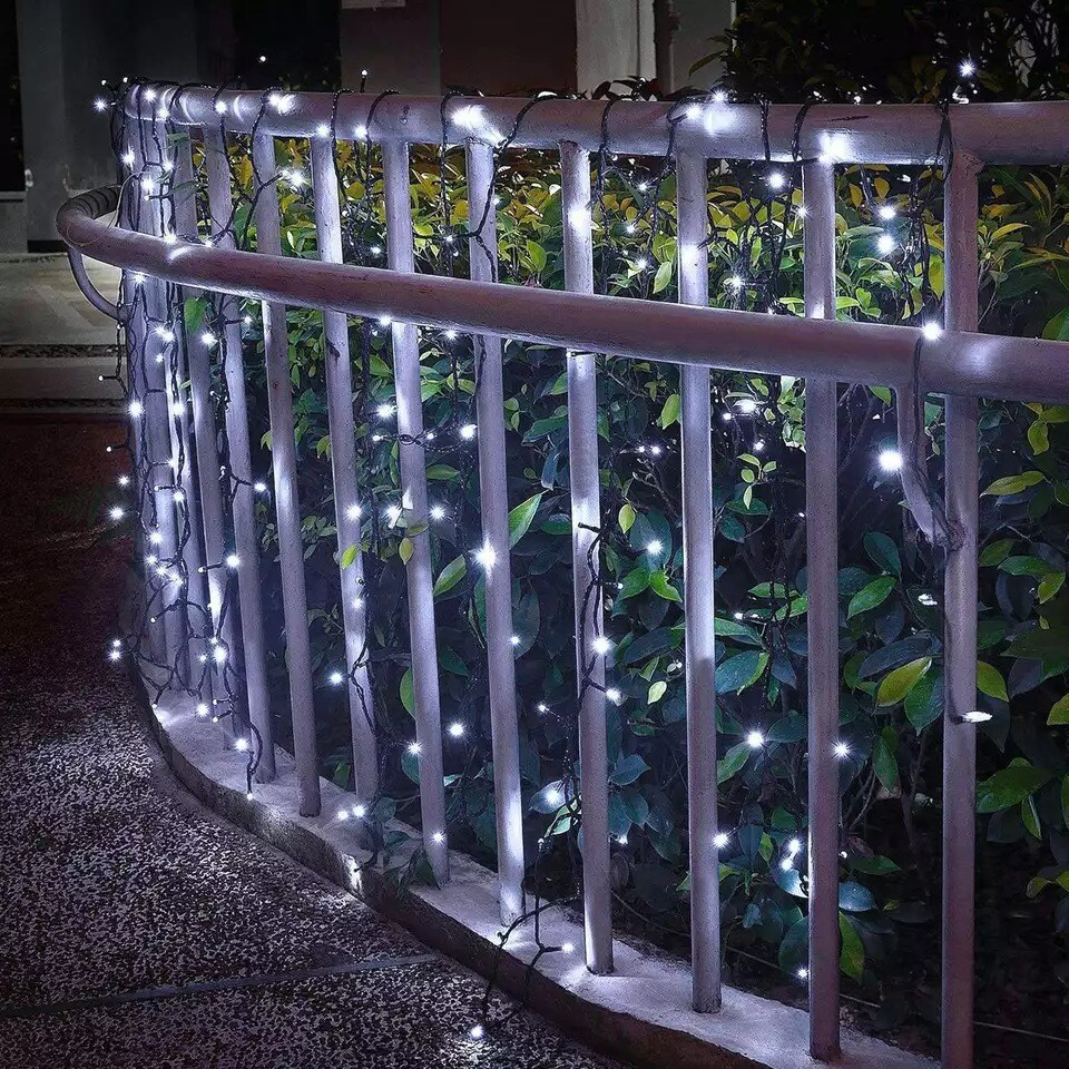 White 200 LED Solar String Fairy Lights 8 Mode Waterproof Outdoor Party Decor