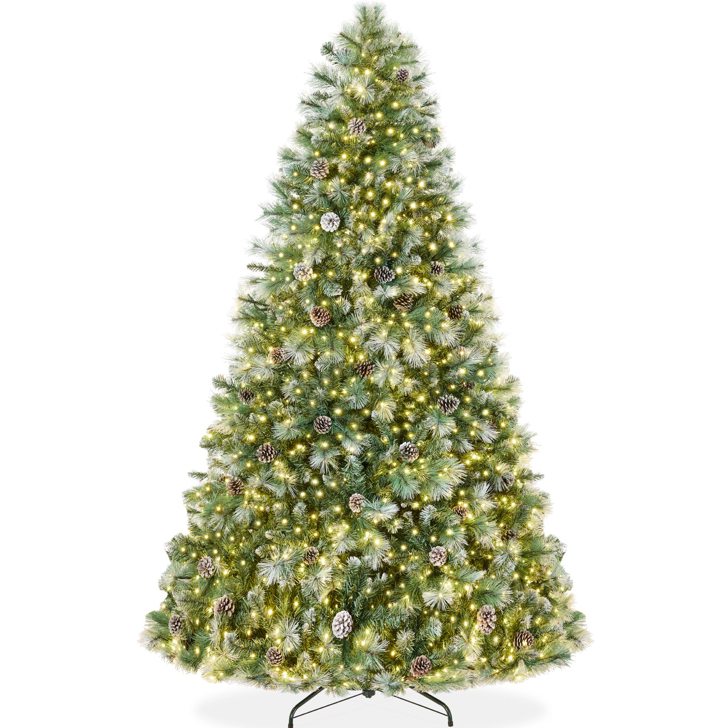 Best Choice Products Pre-Lit Frosted Scotch Pine Christmas Tree w/ 2-In-1 LED Lights