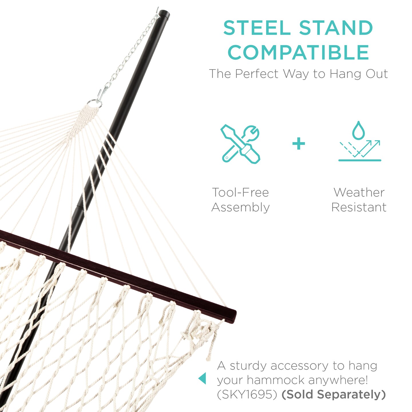 Best Choice Products Woven Cotton Rope Hammock - Thumbnail 5