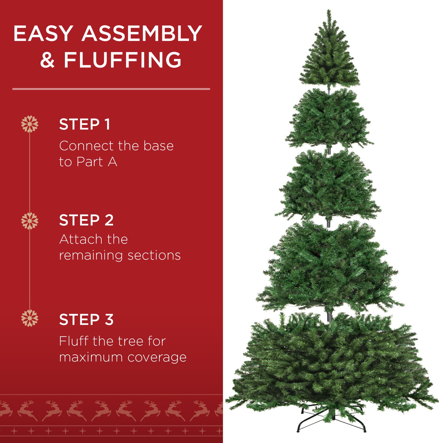 Best Choice Products Pre-Lit Spruce Artificial Christmas Tree w/ Easy Assembly, Metal Hinges & Foldable Base