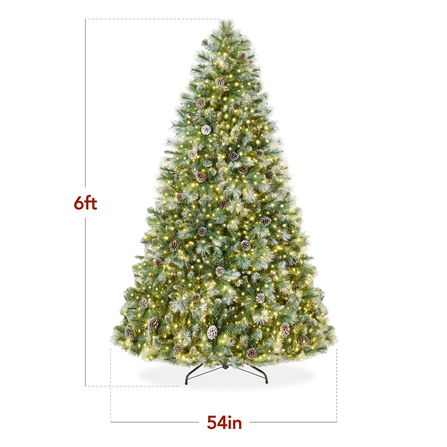 Best Choice Products Pre-Lit Frosted Scotch Pine Christmas Tree w/ 2-In-1 LED Lights