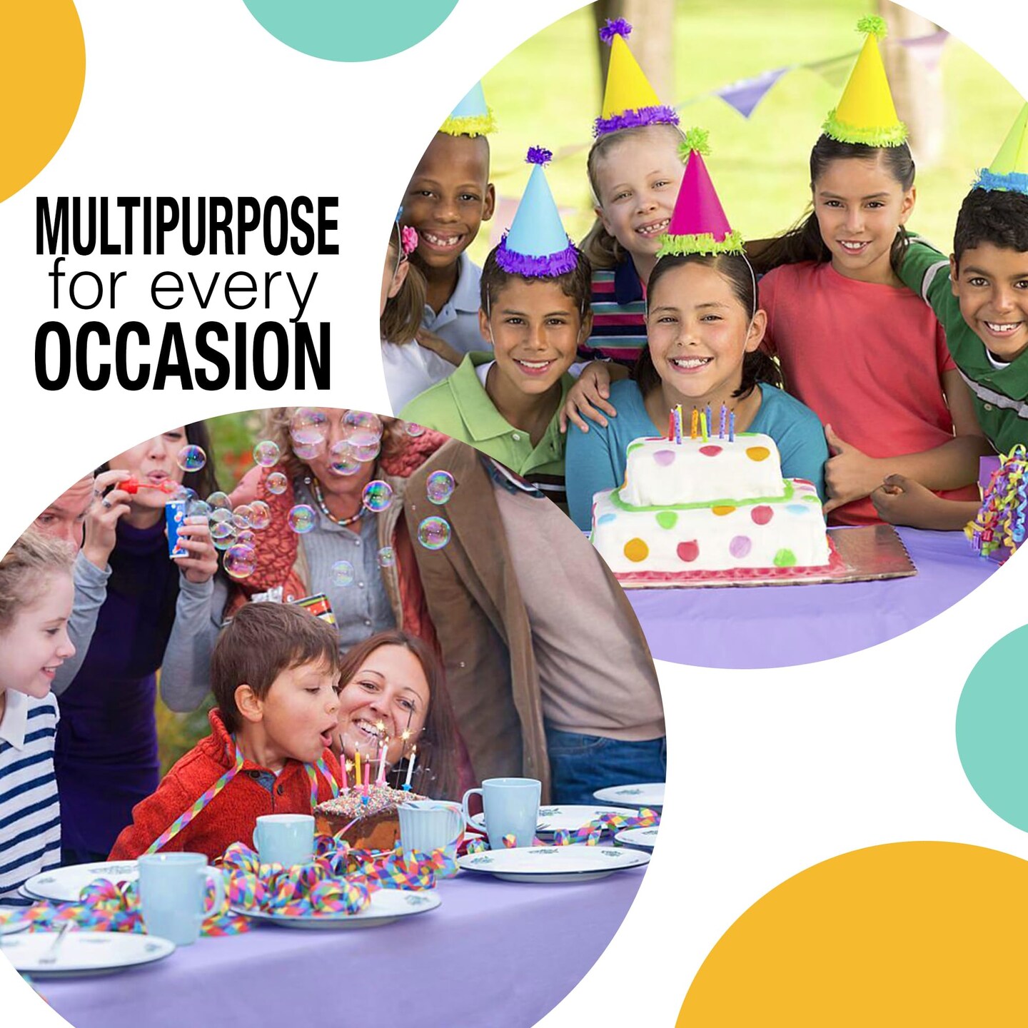 Party Solids 54" x 300' Plastic Table Cover Roll with Slide Cutter – Cut-to-Size Dispenser Box – Makes Up to 36 Disposable 8' Rectangle Tablecloths by Exquisite