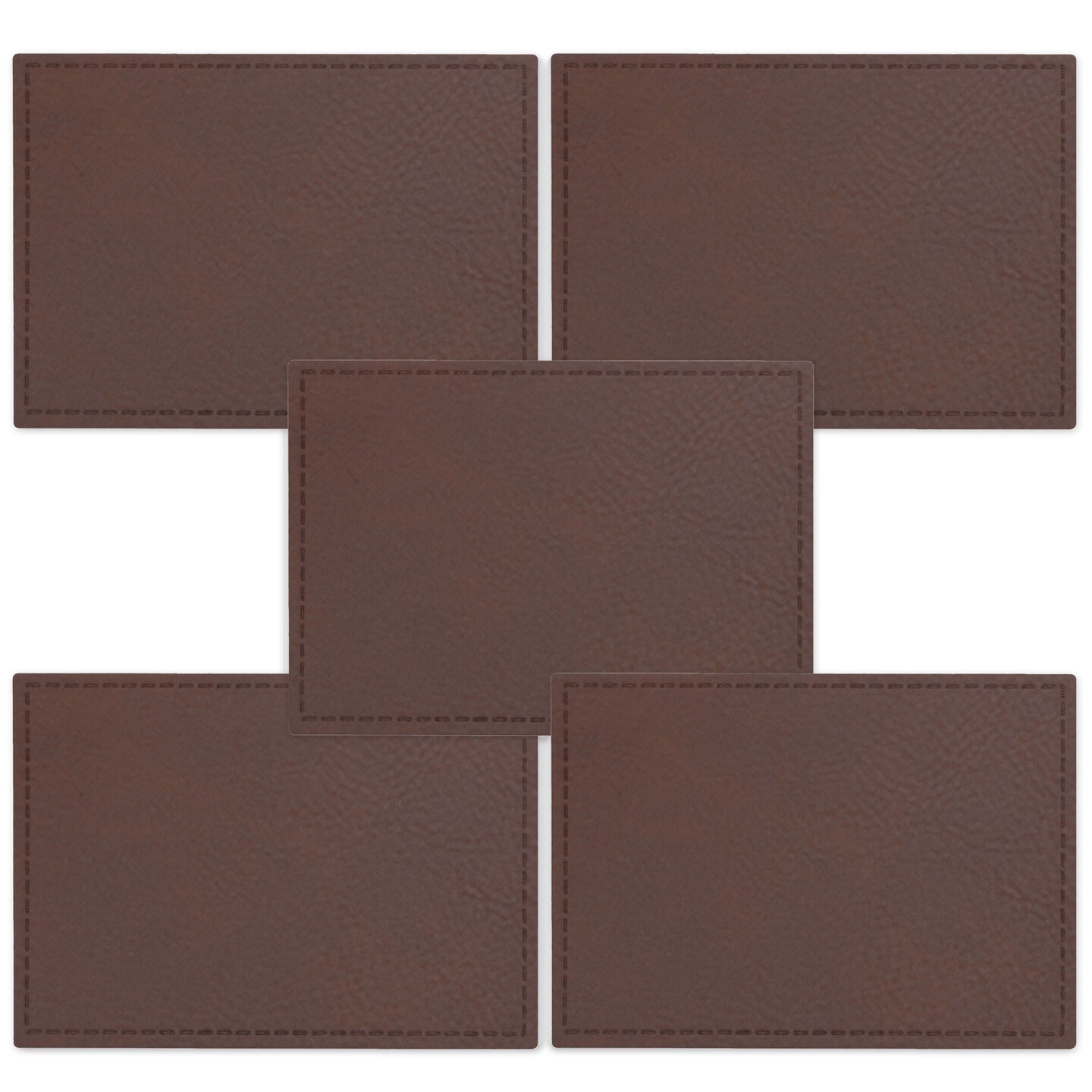 Engravable Leather Patch Blanks for Hats, Jackets & Bags – Laserable Faux Leather Patches with Adhesive & Stitch – Leatherette Apparel Patches (Rectangle, 5 Pack)