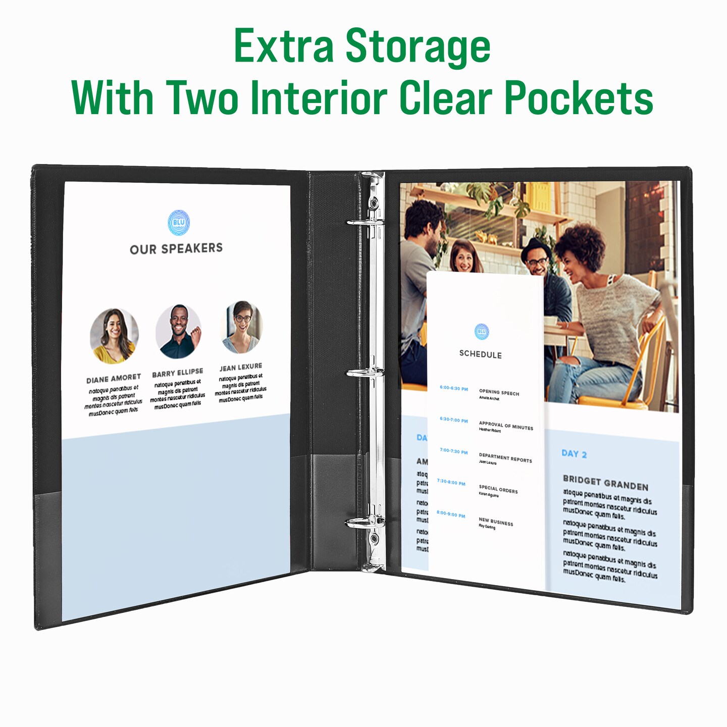 Office Essentials Economy View 3 Ring Binders, 1" Round Rings, 1.4" Spine, 175-Sheet Capacity, Black Binders (4-Pack of 03127)