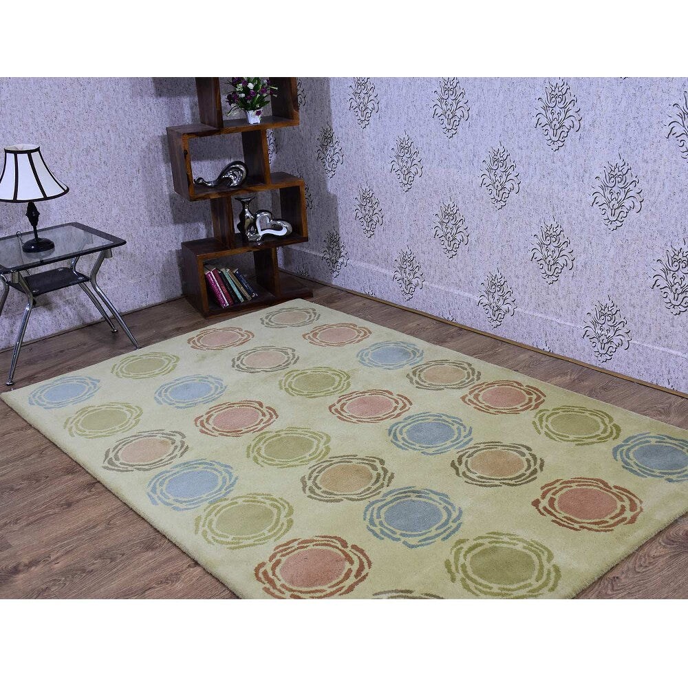 Hand Tufted Wool Area Rug 5X7 Multicolor Contemporary K03123 Eco-Friendly