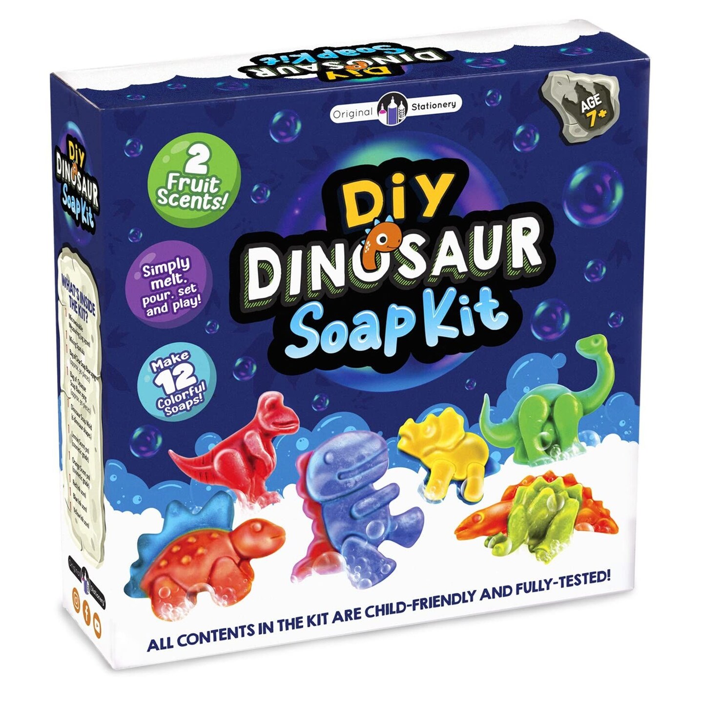 Original Stationery Dinosaur Soap Making Kit, Make Your Own Soap Kit with Dino Molds &#x26; Ink Colors, Fun Science Kits for Kids Age 8-12 &#x26; Gift for Xmas