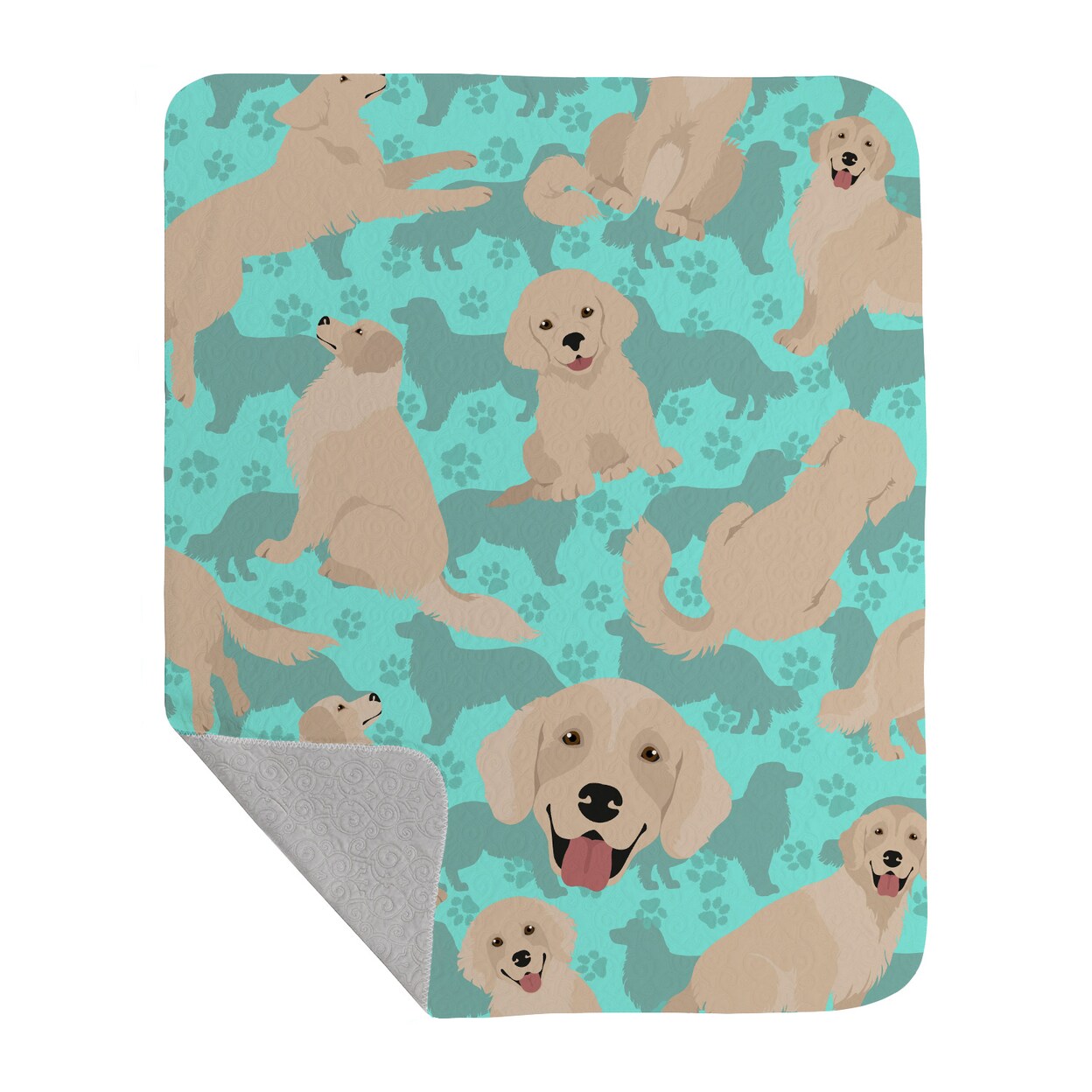 Cream Golden Retriever Quilted Blanket 50X60