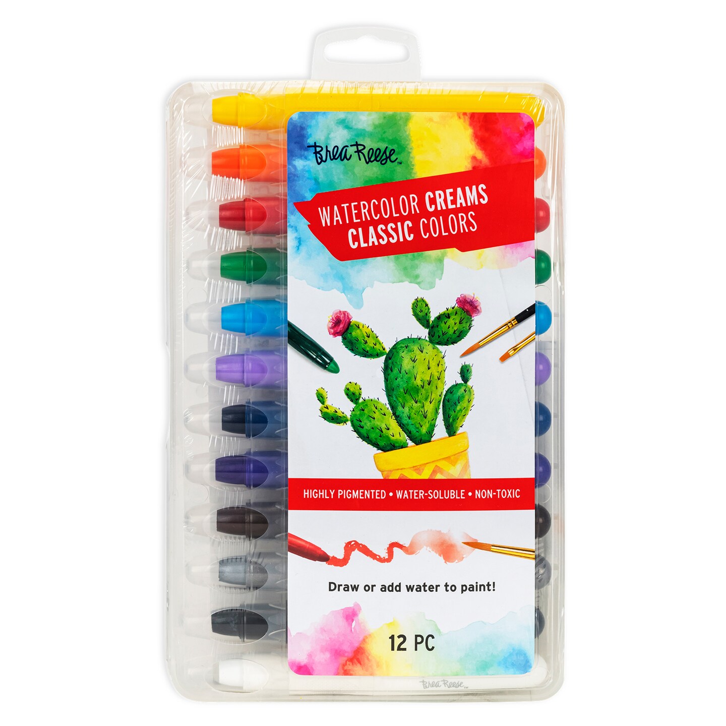 Brea Reese: Watercolor Creams - Classic Colors 12pc - Draw Or Paint, Rich Pigment, Versatile Adult Art Supplies, Water Soluble, Non-Toxic, Wet &#x26; Dry