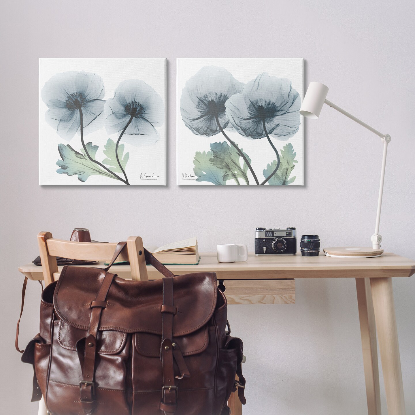 Stupell Industries Luminous Sapphire Florals 2pc Canvas Set Design by Albert Koetsier