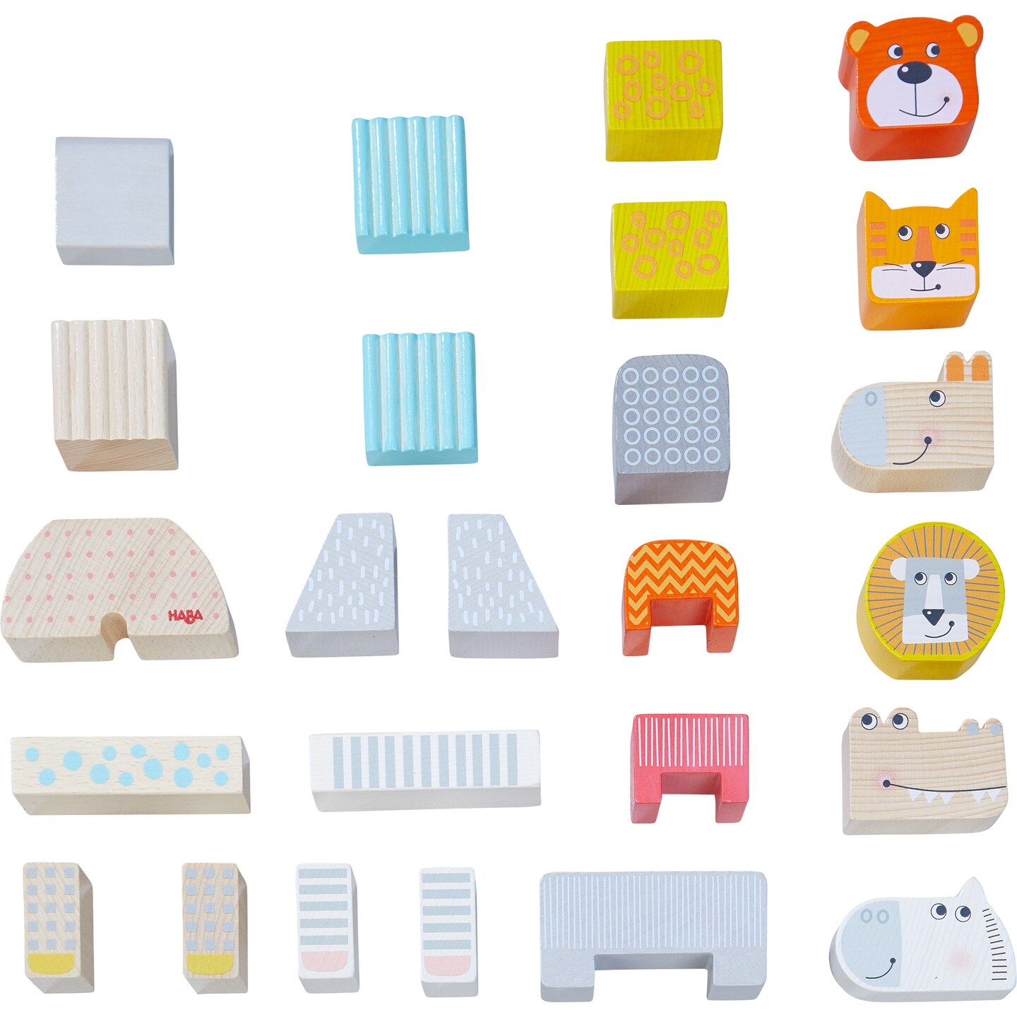 HABA Wooden Building Blocks Animal Parade - 25 Piece Wooden Toddler Toy Set for Ages 1-3 - Stacking Toys &#x26; Wood Blocks, Made in Germany