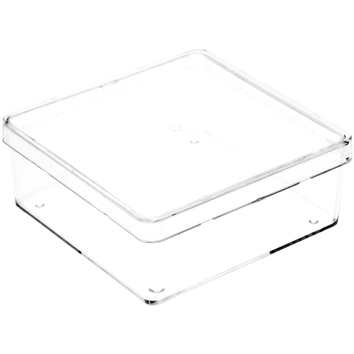 Pioneer Plastics 006C Clear Extra Small Square Plastic Container, 2.875" W x 2.875" D x 1.0625" H