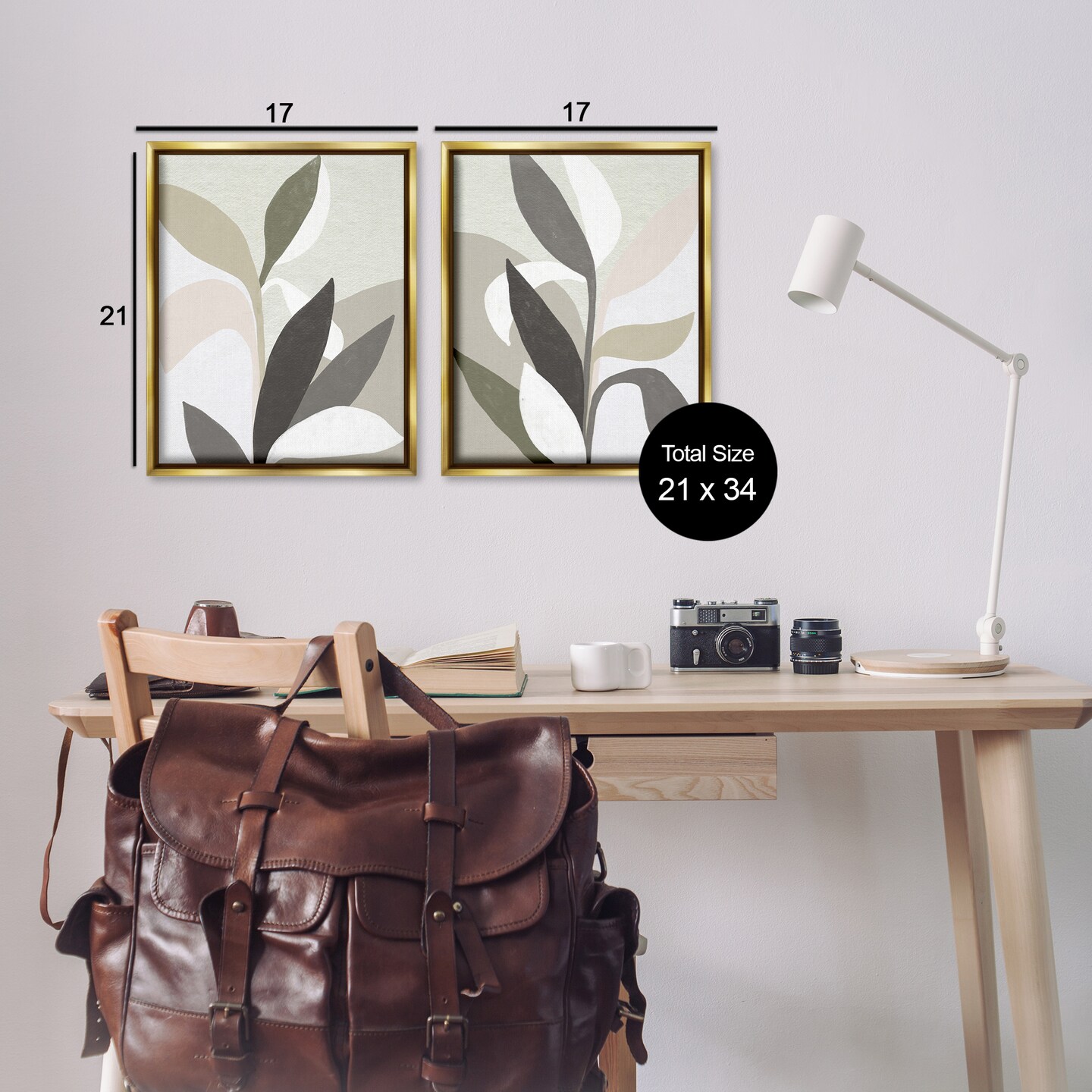 Stupell Industries Neutral Leaf Shapes 2pc Floating Frame Set Design by June Erica Vess